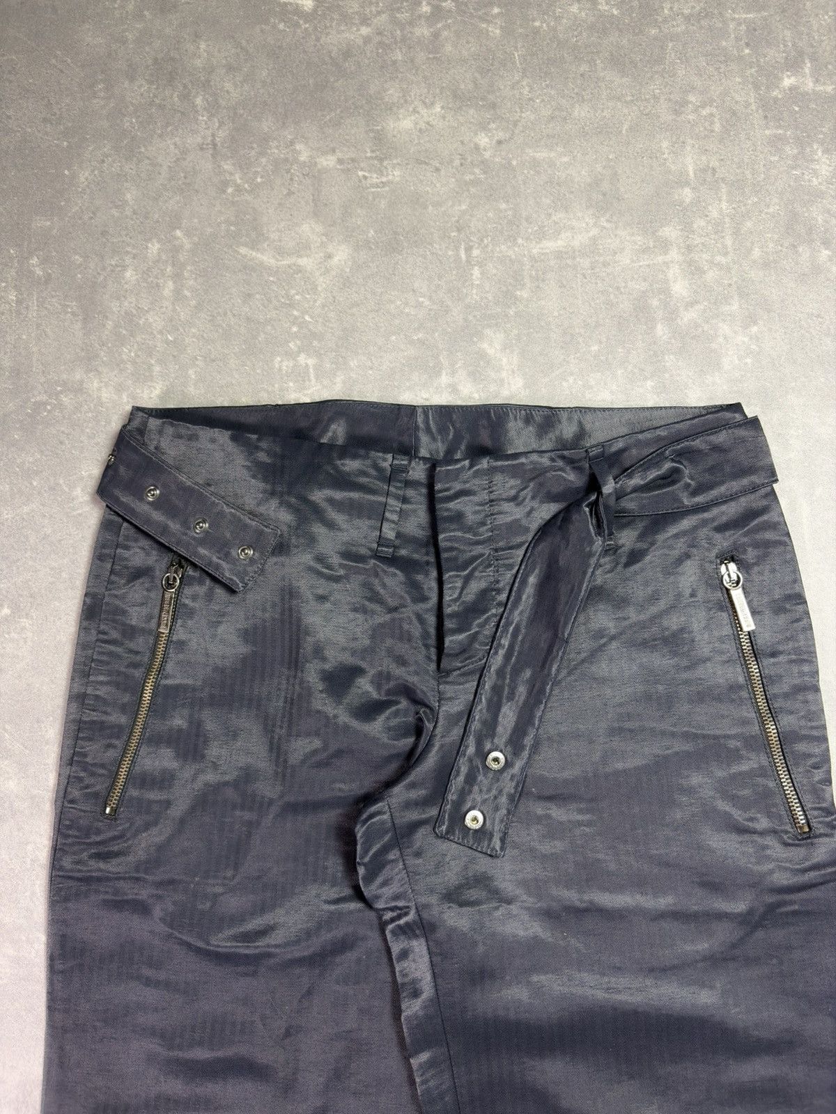 Dirk Bikkembergs 00s Dirk Bikkembergs Wide Leg Striped Belted Pants Flared 48 Size US 32 / EU 48 - 6 Thumbnail
