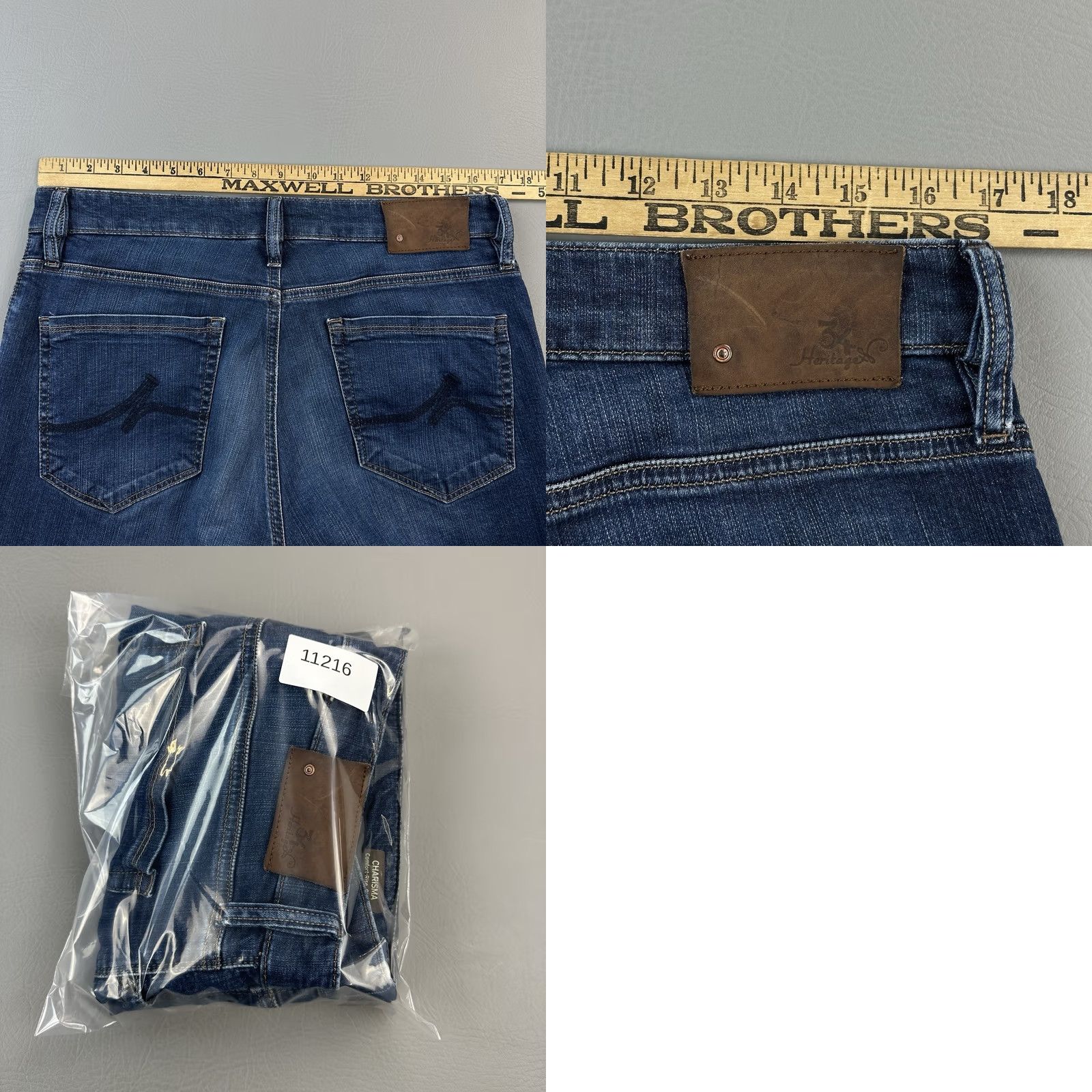 Vintage 34 Heritage Charisma Jeans Mens 34x30 Blue Comfort Rise Classic Stretch Jeans Mens Regular Blue Size US 36 / EU 52 - 9 Thumbnail