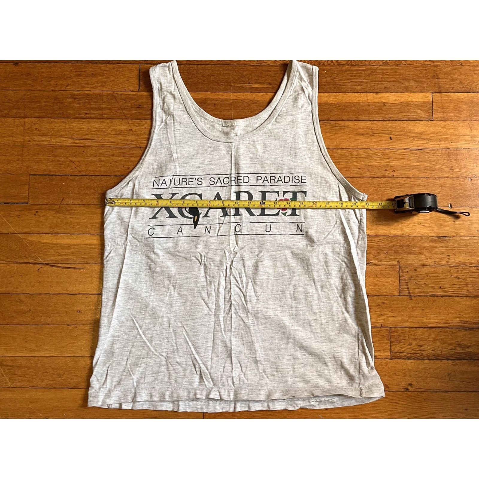 Vintage VINTAGE Xcaret Cancun Tank Top Men’s Large Grey Logo Graphic Print 90s Tank Mens Size US L / EU 52-54 / 3 - 7 Thumbnail