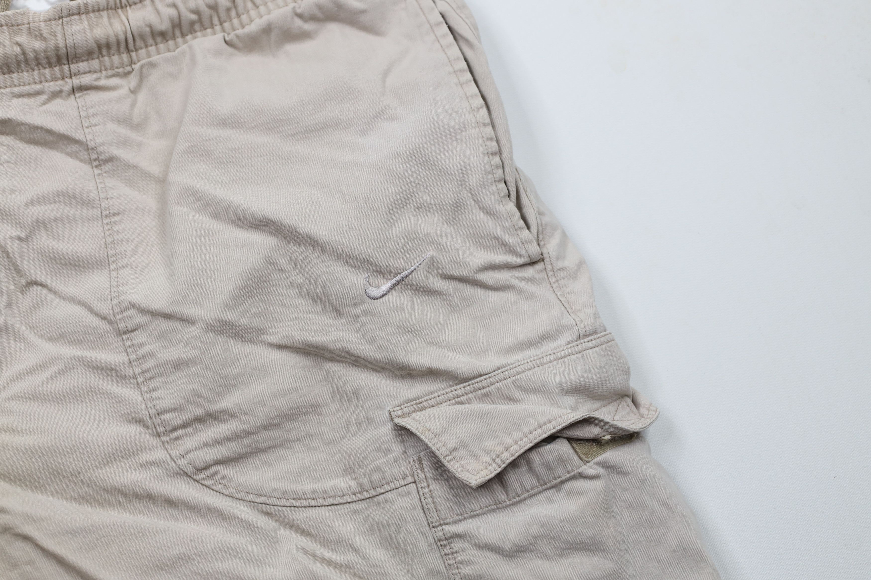 Nike × Vintage Vintage 90s Y2K Nike Travis Scott Mini Swoosh Shorts Beige Size US 34 / EU 50 - 5 Thumbnail