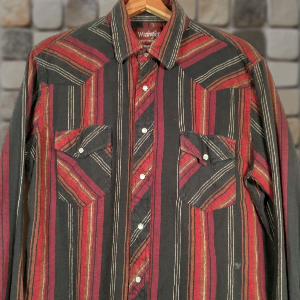 Wrangler Wrangler Western Shirt Men L Red Flannel Snap Long Sleeve Cowboy Rodeo Pockets Cotton Mens Size US L / EU 52-54 / 3 - 1 Thumbnail