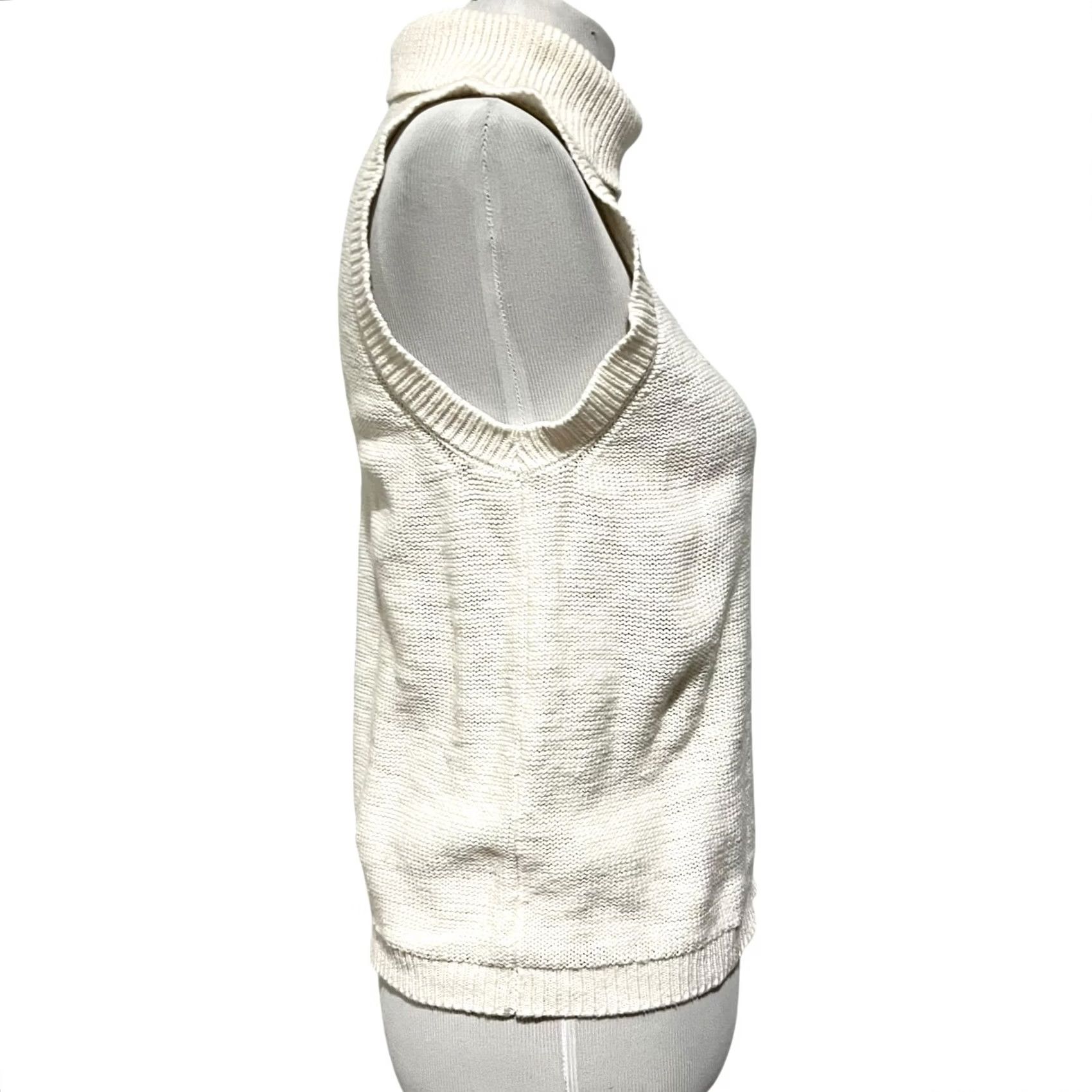 Sanctuary Sanctuary Sleeveless Turtleneck Sweater Ivory 100% Cotton Women’s Size Large Size L / US 10 / IT 46 - 3 Thumbnail
