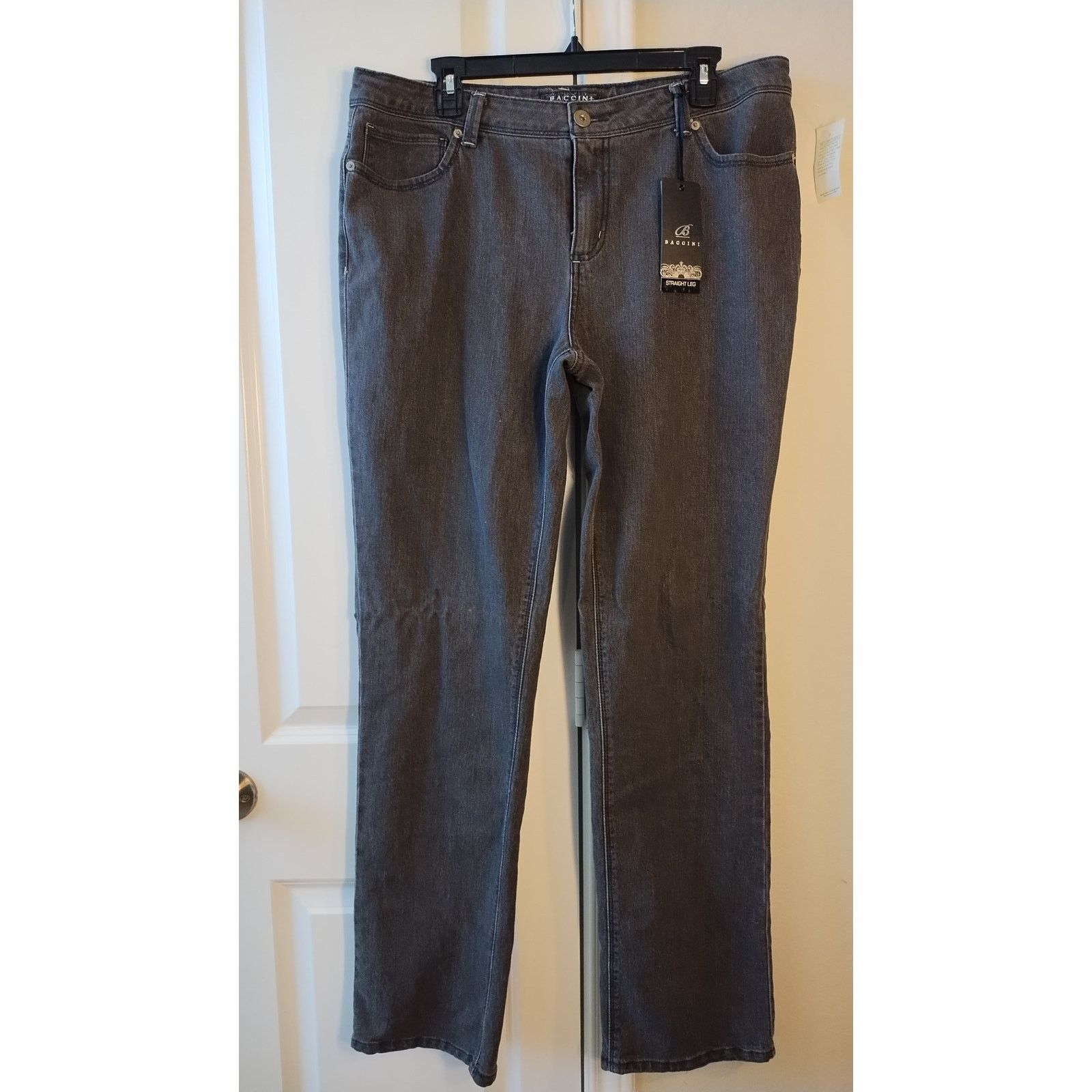 Bacco Bucci Baccini Women Stretch Straight Leg Gray Denim Jeans Size 14 Size 36" / US 14 / IT 50 - 1 Thumbnail
