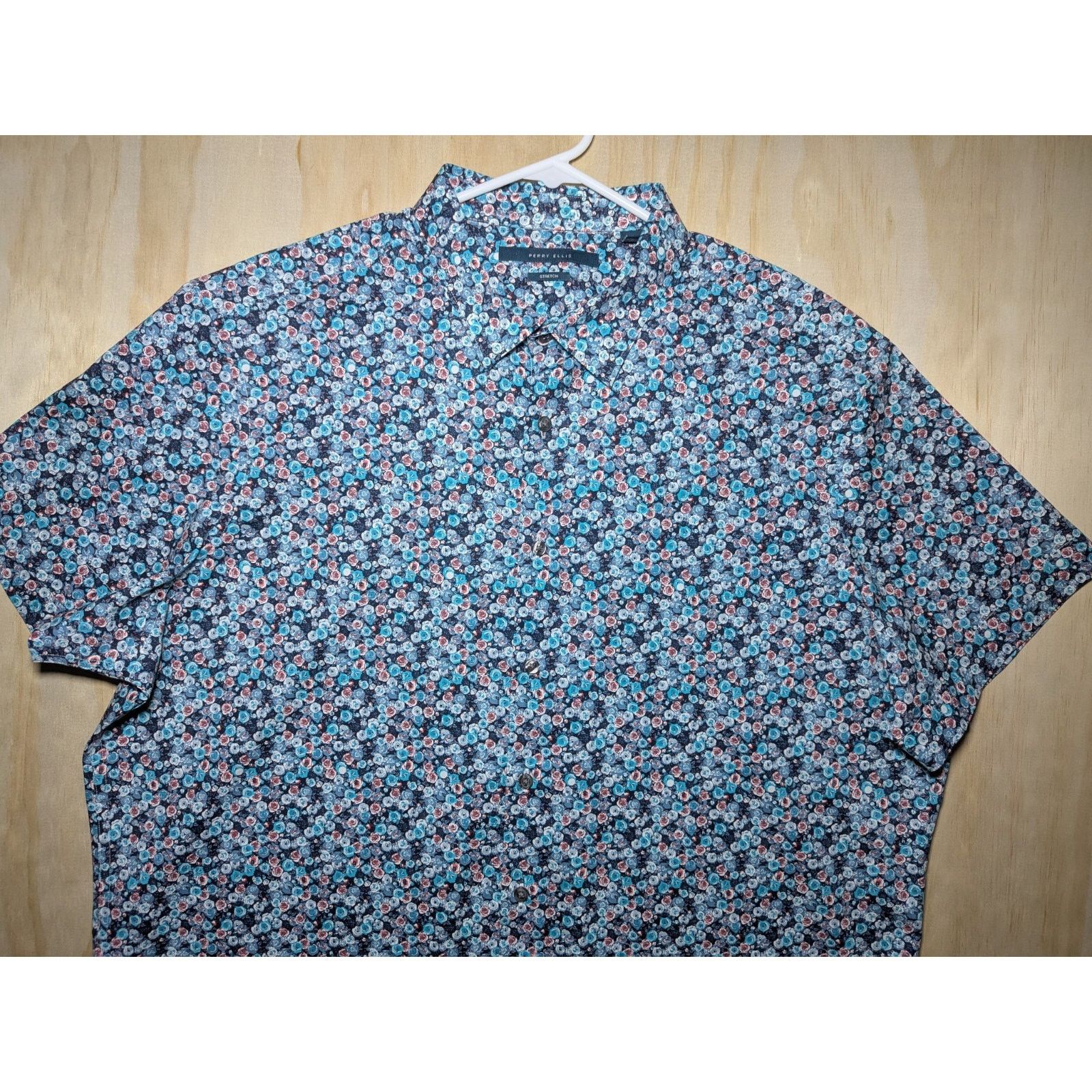 Perry Ellis Perry Ellis Men's XXL Short Sleeve Button Floral Stretch Size US XXL / EU 58 / 5 - 3 Thumbnail