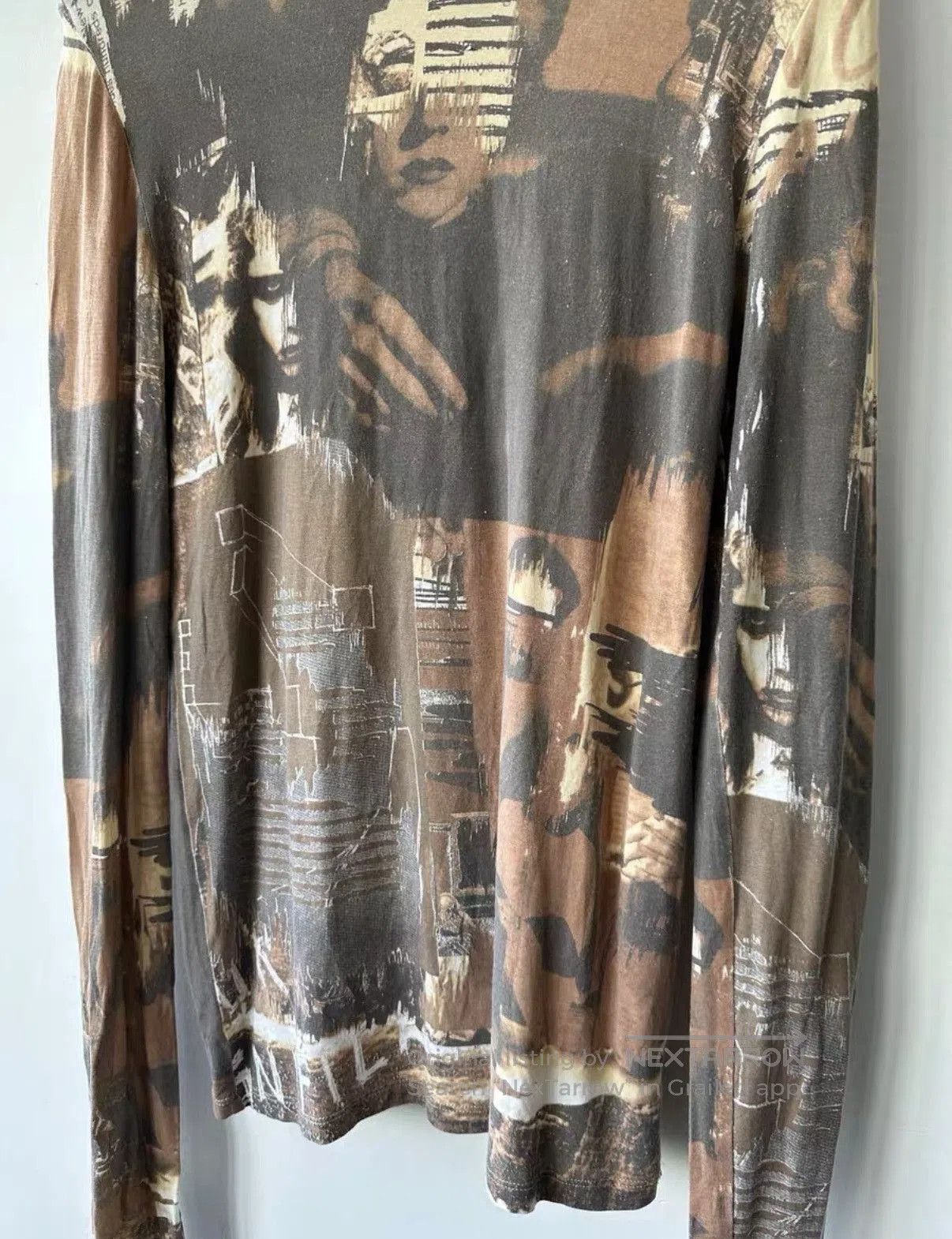 Raf Simons Brown Printed Turtleneck Long Sleeve Top. Size US S / EU 44-46 / 1 - 2 Thumbnail