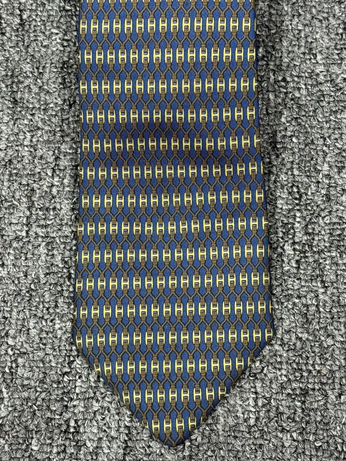 Hermes Hermes H Logo Overprint Silk Necktie (7199 UA) Size ONE SIZE - 3 Thumbnail