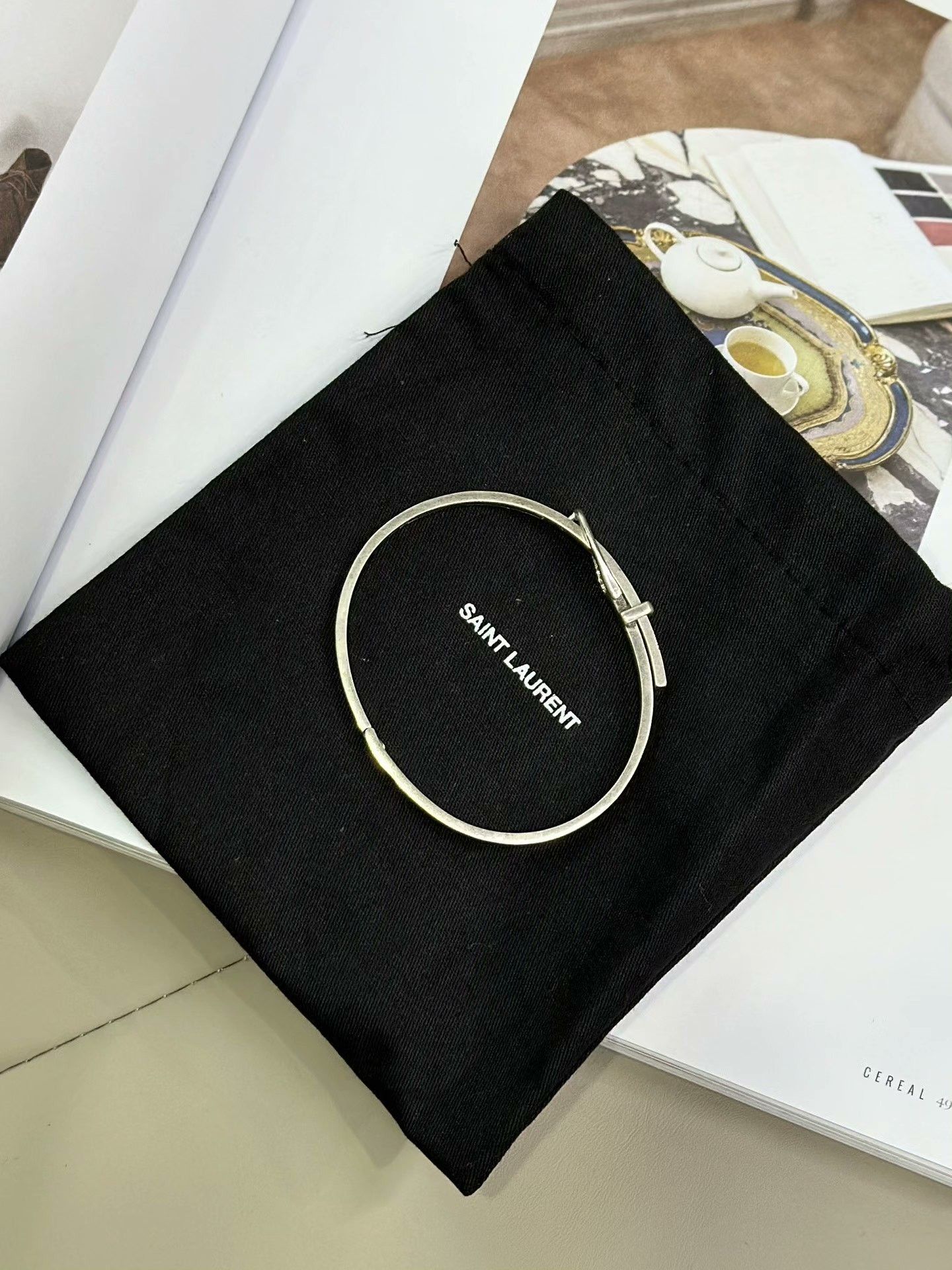 Saint Laurent Paris Saint Laurent Silver Circle Bracelet Size ONE SIZE - 1 Thumbnail