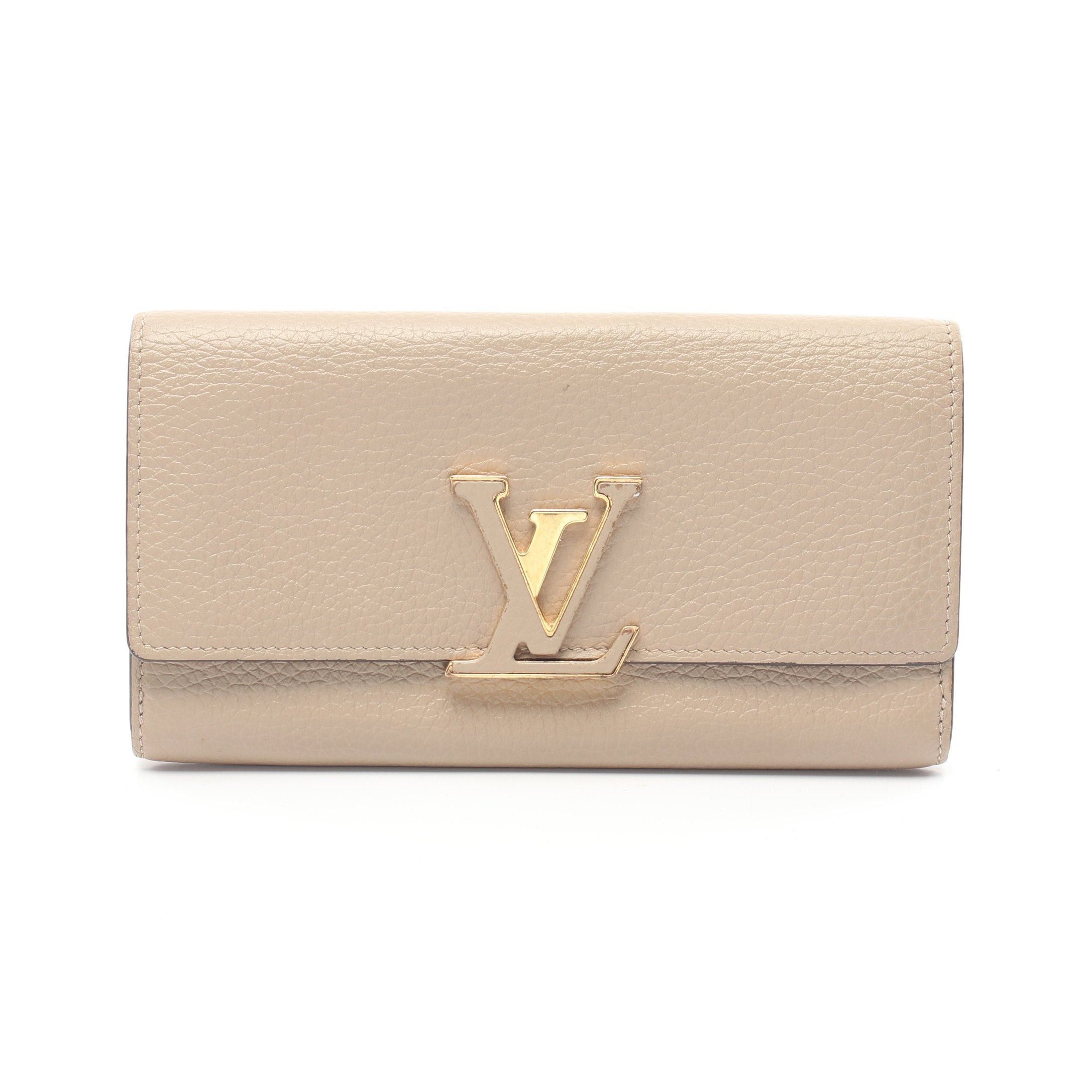 Louis Vuitton Louis Vuitton Portefeuil Capucines Carré Bi-Fold Long Wallet Taurillon Leather Gray Beige Size ONE SIZE - 1 Thumbnail
