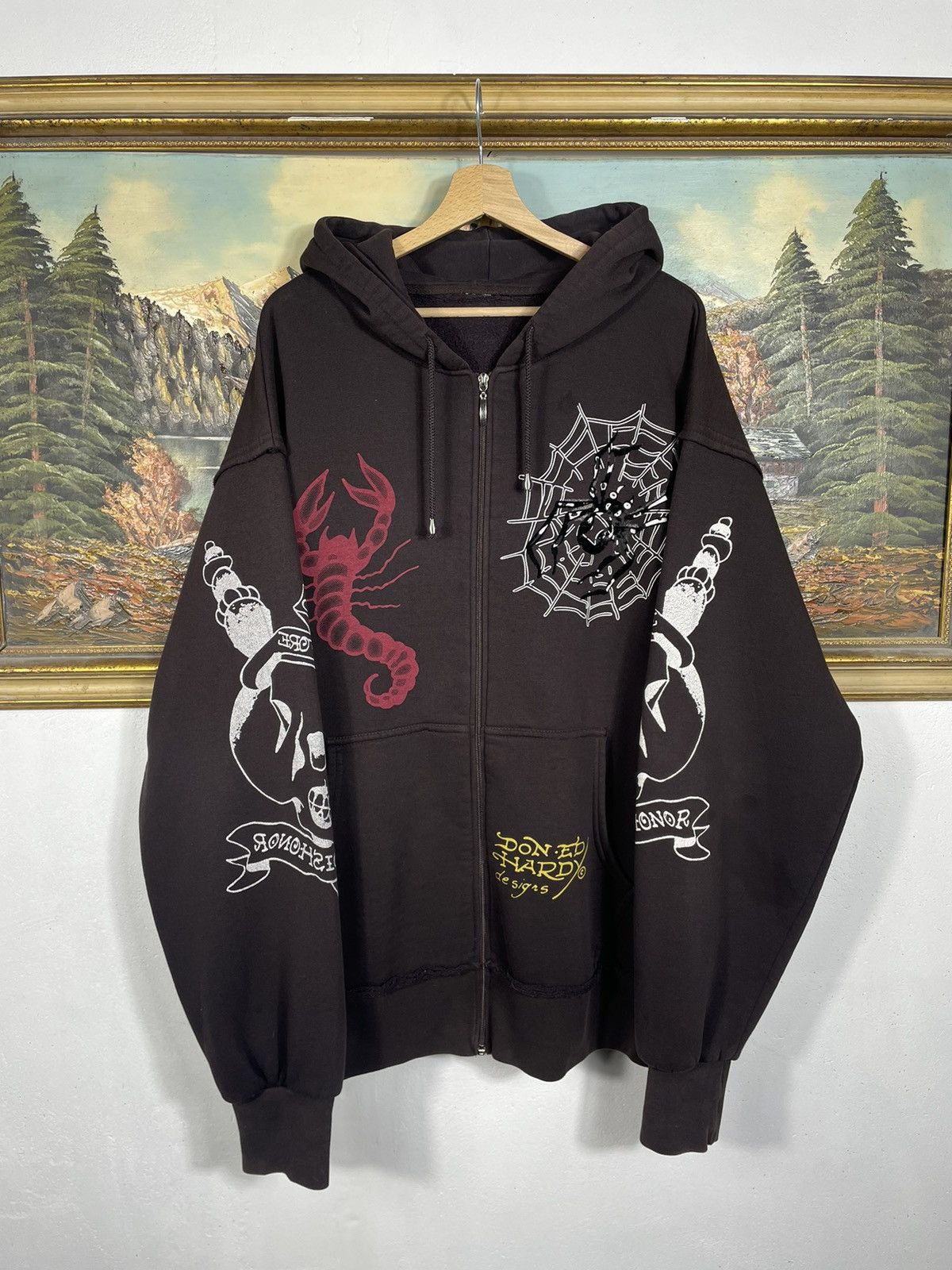 Christian Audigier Ed Hardy Retro 00s Hoodie With Crystals Affliction Grunge Size US XXL / EU 58 / 5 - 1 Thumbnail