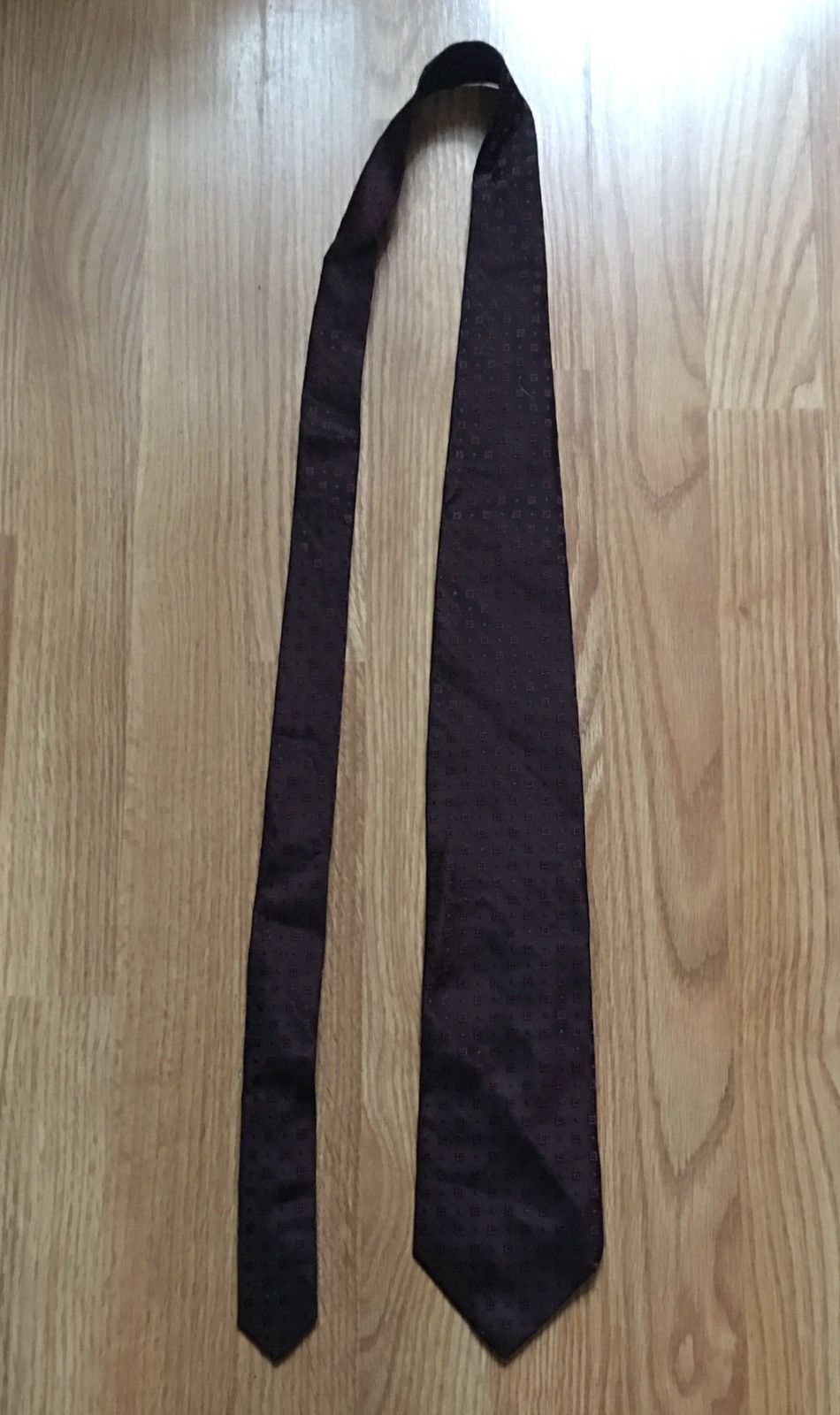 Ermenegildo Zegna Ermenegildo Zegna Burgundy Geometric Print Classic Silk Tie Size ONE SIZE - 5 Thumbnail