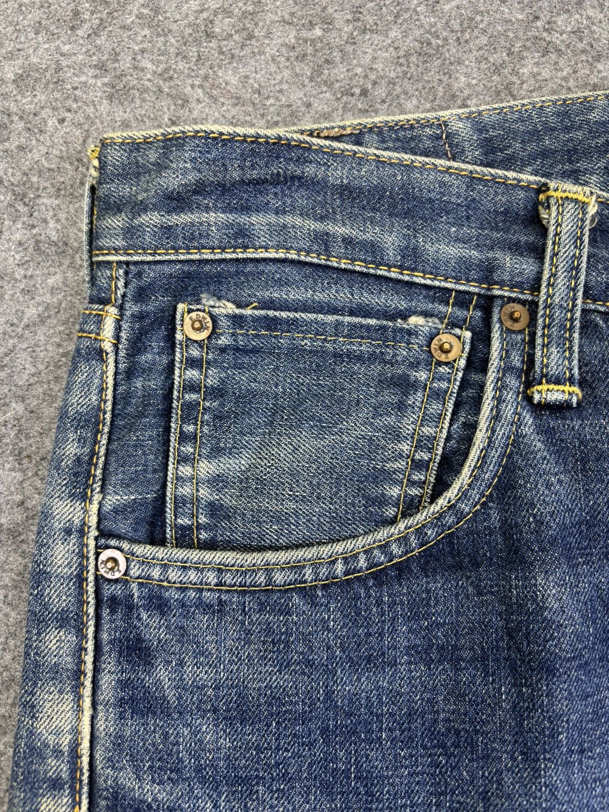 Edwin 💥Wide Selvedge💥Vtg Edwin 505 Wide Blue Wash Denim F964 Size US 28 / EU 44 - 6 Thumbnail