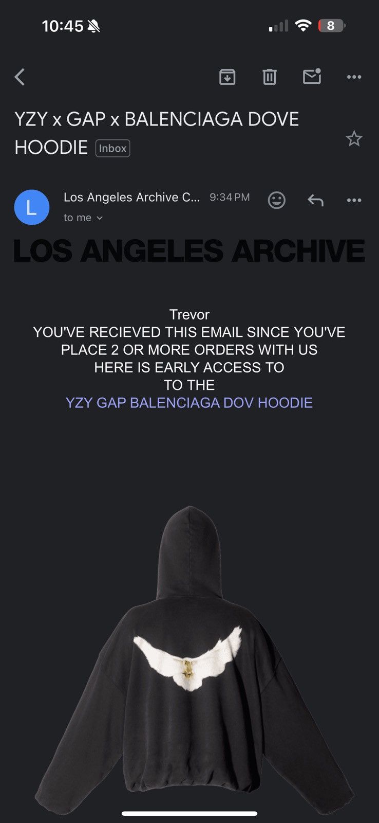 Yeezy Dove Hoodie Washed Black ( OG DOVE) Small Size US S / EU 44-46 / 1 - 11 Thumbnail