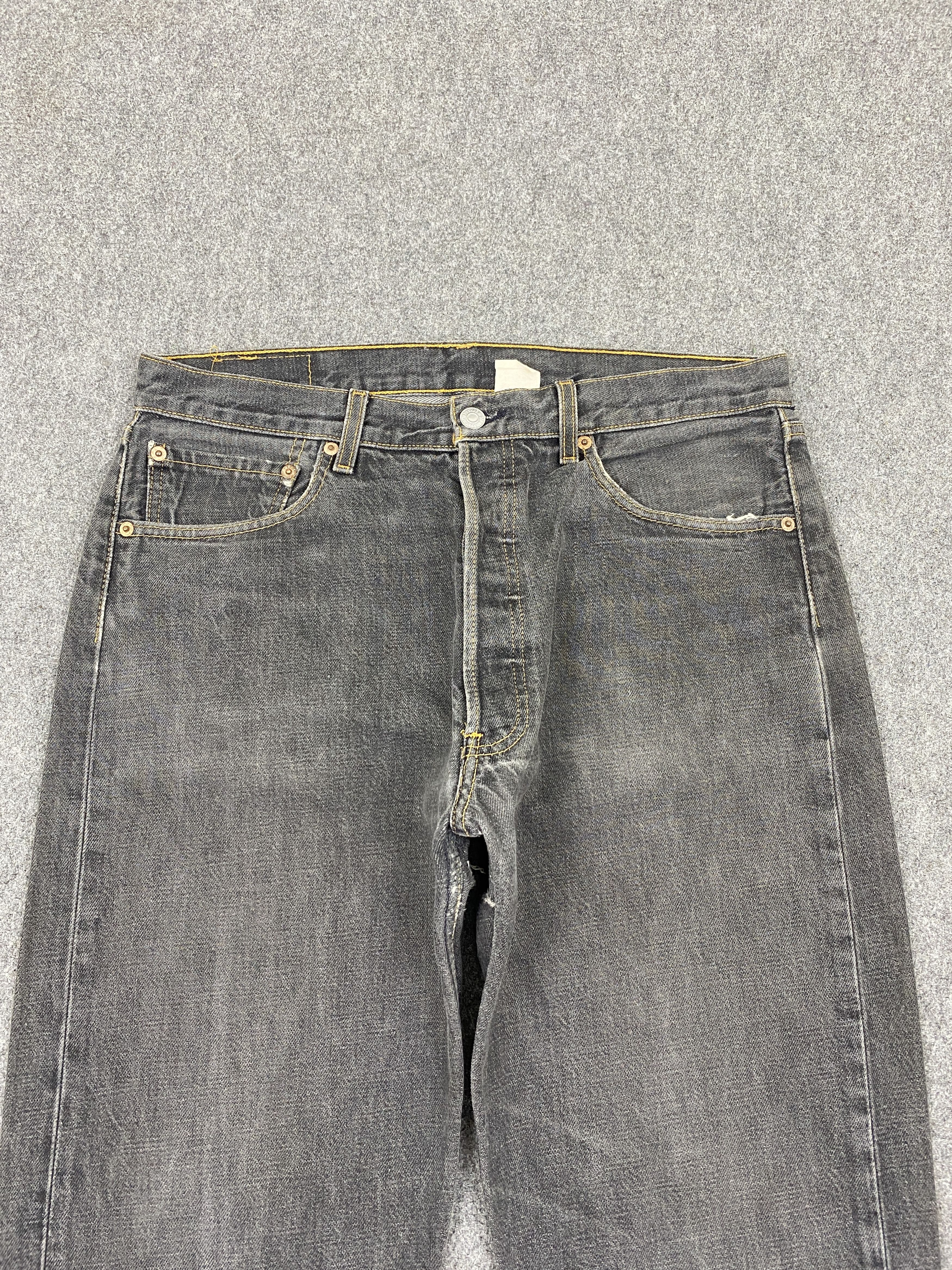 Levi's Vintage 90s Levis 501 Distressed Faded Black Jeans Size US 33 - 2 Thumbnail