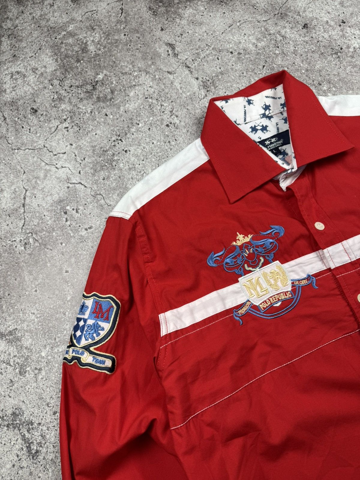 La Martina Vintage La Martina Button Polo Shirt Big Logo Japanese Y2K Size US L / EU 52-54 / 3 - 4 Thumbnail