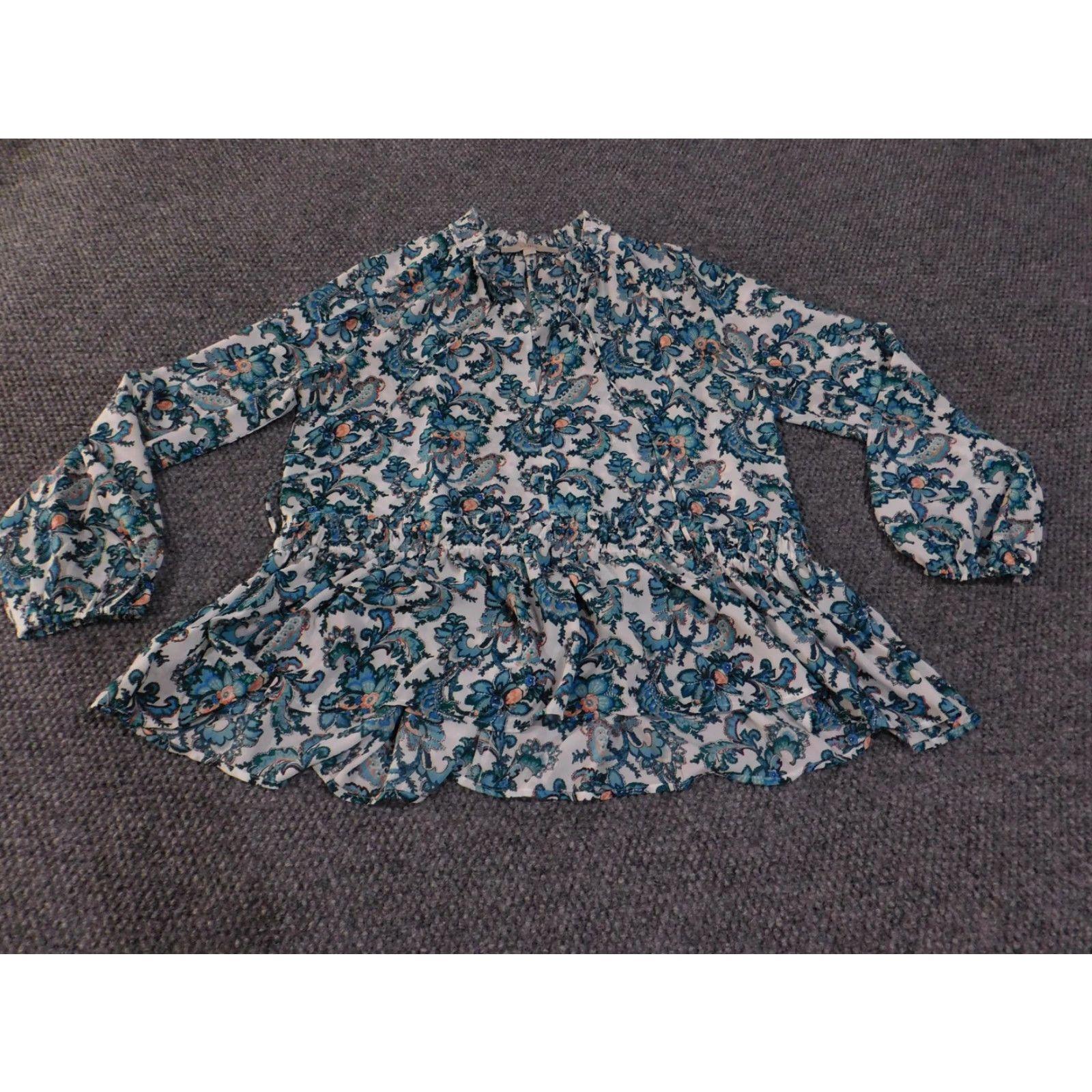 Loft LOFT Blouse Womens Medium Floral Long Sleeve Peplum Boho Top Lightweight Size M / US 6-8 / IT 42-44 - 3 Thumbnail
