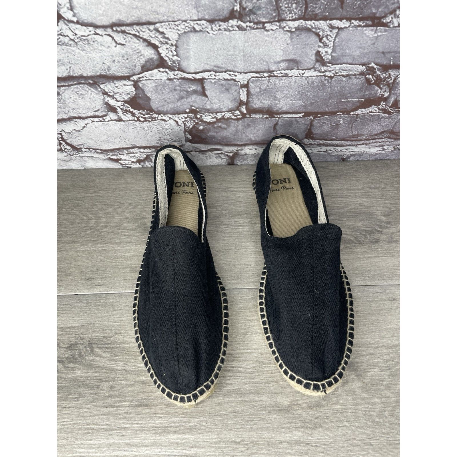 TONI GARD Toni Pons Jute Espadrille Black Canvas Slip On Comfort Casua Size US 10.5 / EU 43-44 - 2 Thumbnail