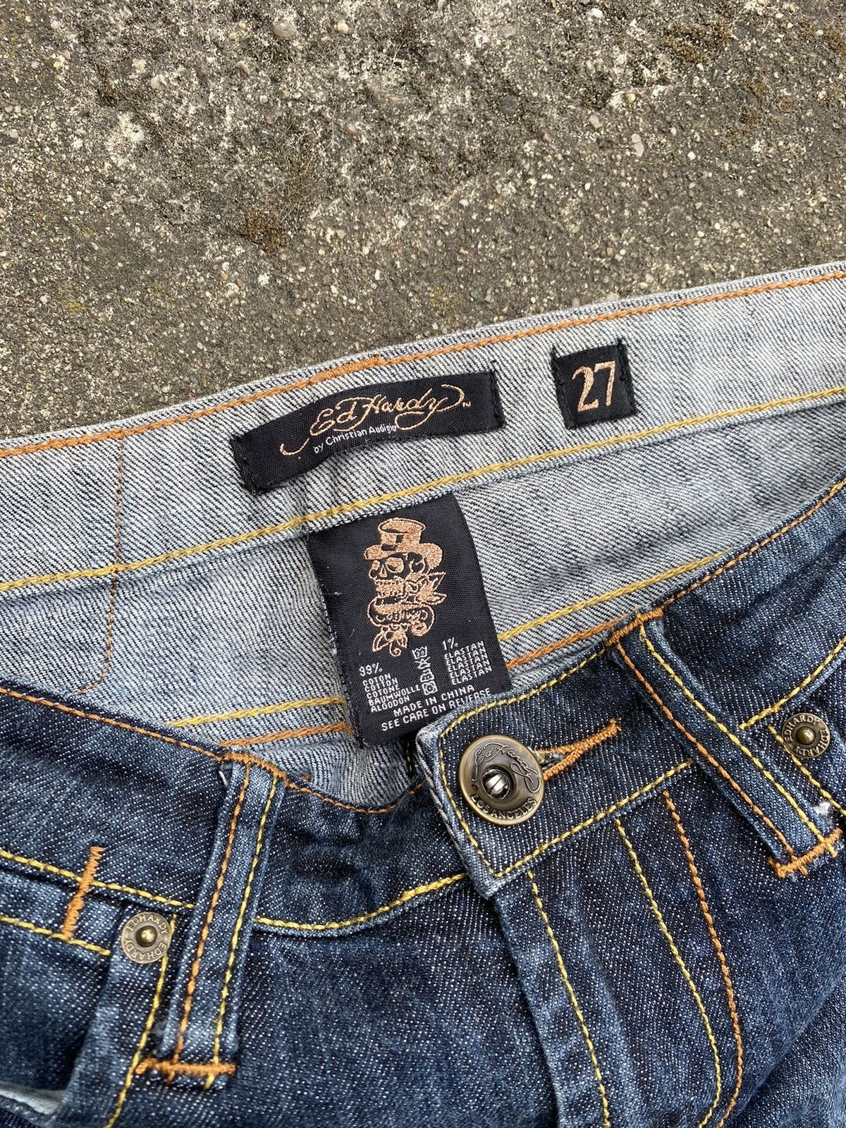 Christian Audigier × Ed Hardy × Vintage Christian Audigier Vintage Y2k Denim Pant Rare Hype Ed Hardy Size 27" / US 4 / IT 40 - 7 Thumbnail