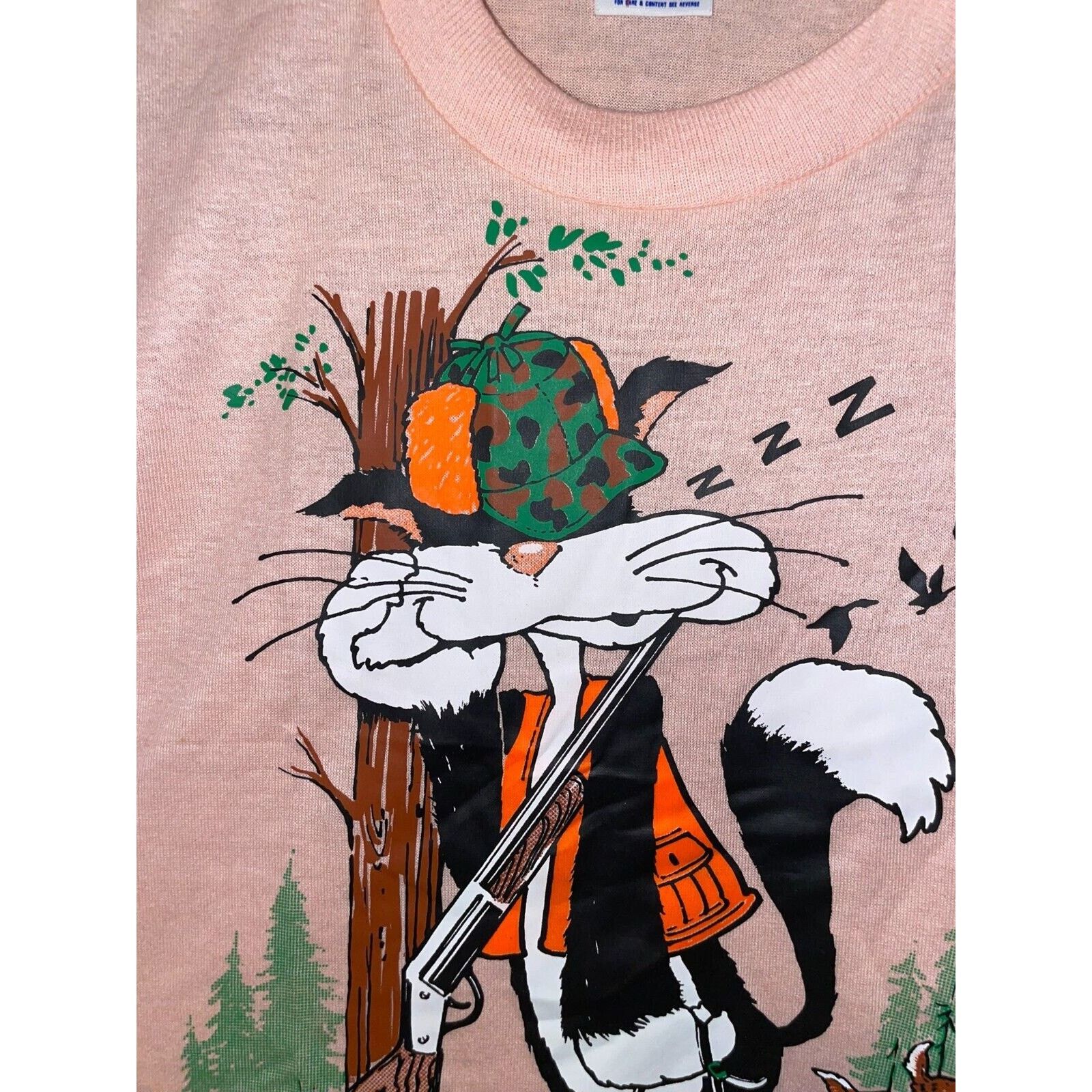 Jerzees Vintage Hunting Shirt A Bad Day Hunt Animal Tee 1986 80s M Size US M / EU 48-50 / 2 - 2 Thumbnail