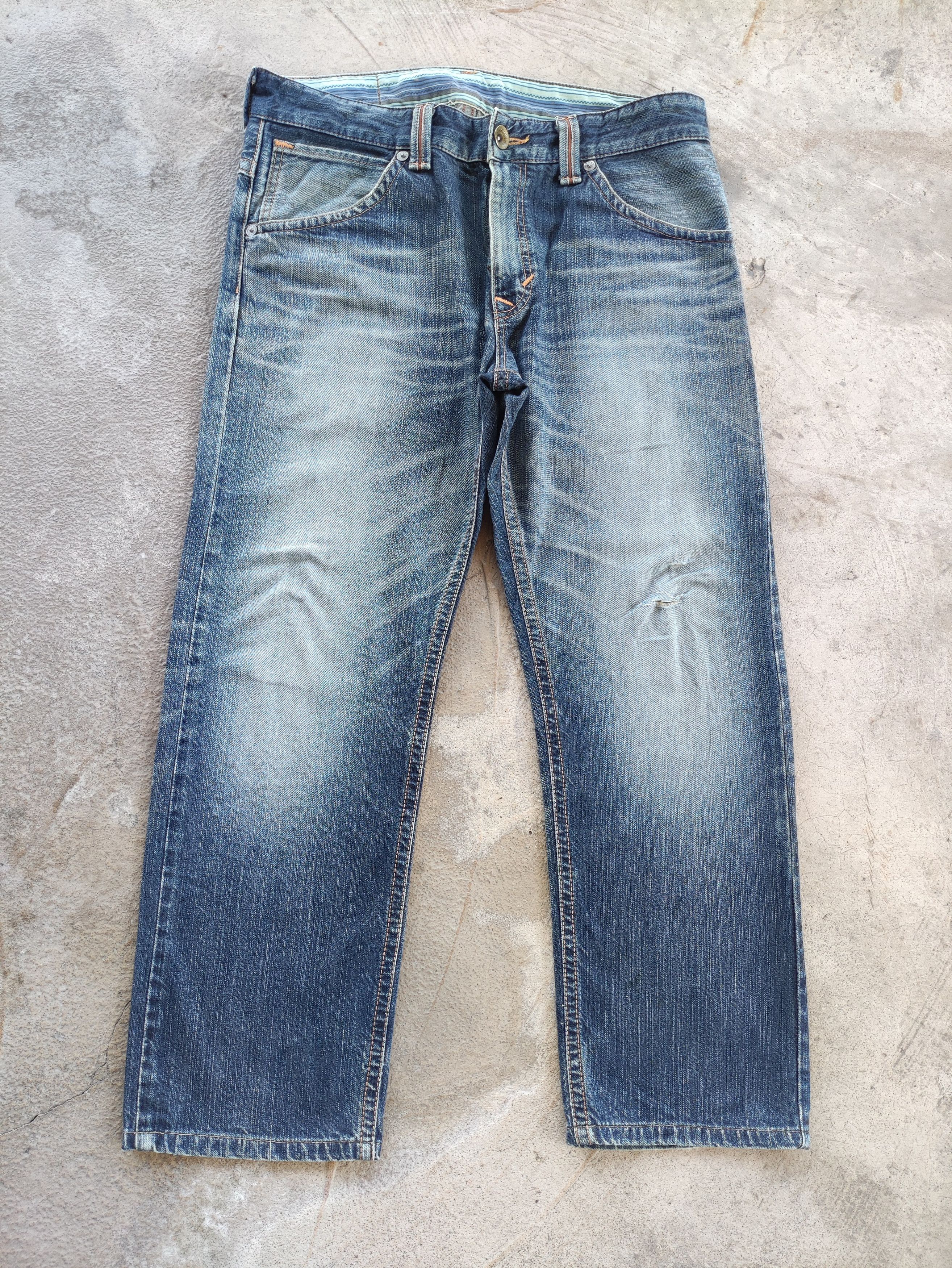 Edwin Vintage Edwin Japan Jean Distressed Faded Denim Pants Size US 37 - 1 Thumbnail