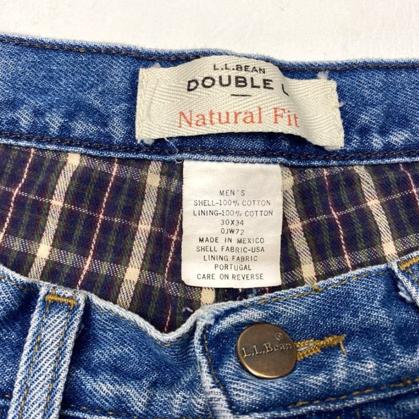 Vintage VINTAGE L.L. BEAN Double L Jeans Mens 30x34 Blue Denim Flannel Lined Natural Fit 90s Workwear USA Outdoor Denim Blue Mens Jeans Size US 30 / EU 46 - 6 Thumbnail