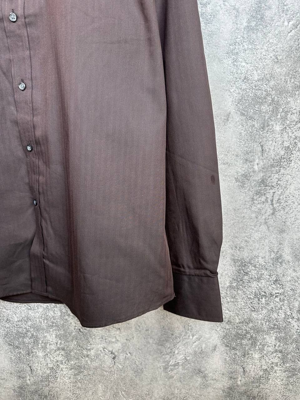 Other NWT Yorn Striped Button Up Shirt Brown LS Poplin Soft Cotton Size US L / EU 52-54 / 3 - 8 Thumbnail