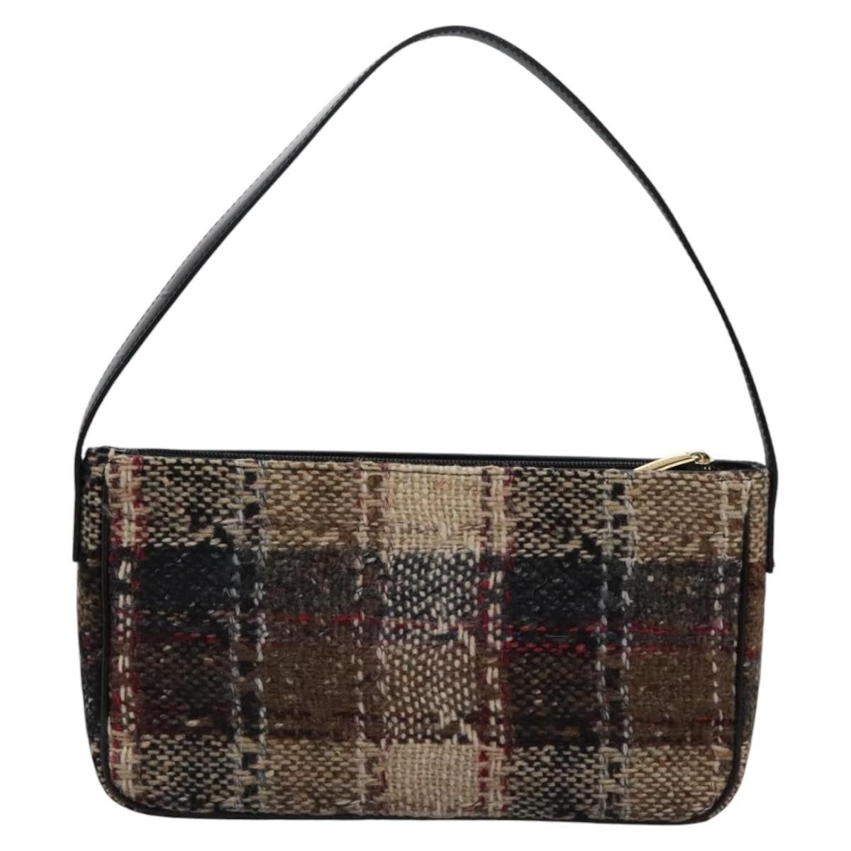 Burberry Burberry Nova Check Shoulder Bag Wool Suede Leather Beige Size ONE SIZE - 2 Thumbnail