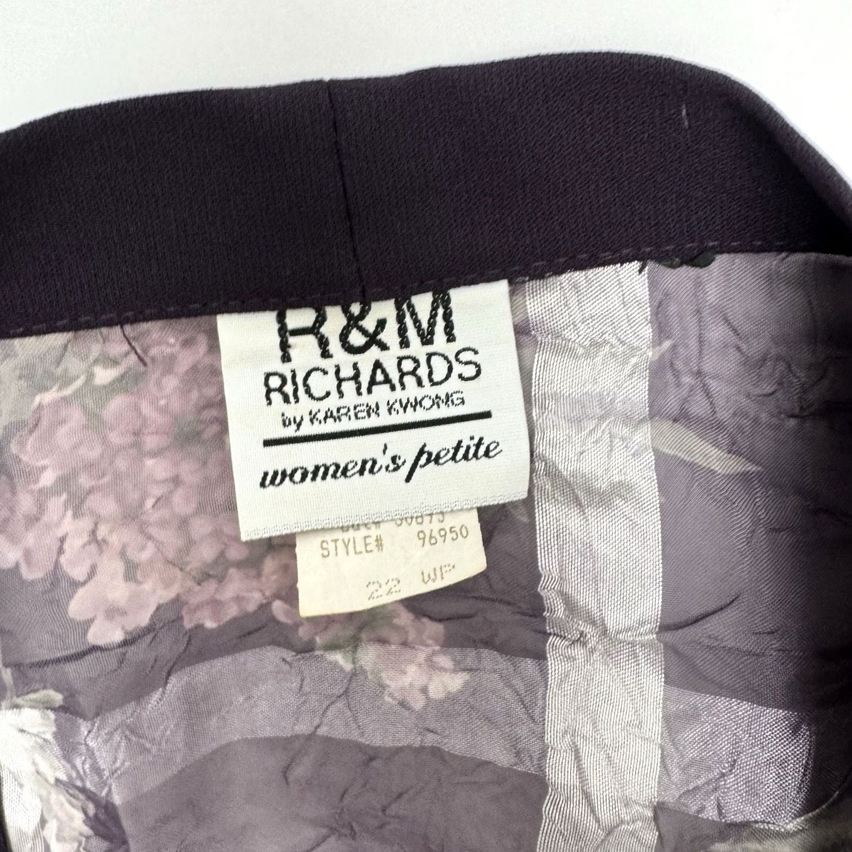 Vintage VINTAGE R&M Richards by Karen Kwong Womens Petite 22WP Purple Floral Sheer Jacket Shirt Size 3XL / US 20-22 - 2 Thumbnail