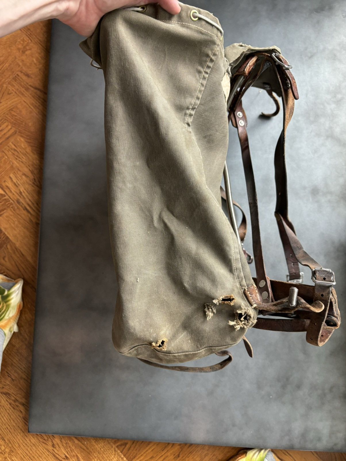 Vintage 1940s Swedish Backpack WW2 Vintage Army Hiking Metal Canvas Size ONE SIZE - 9 Thumbnail