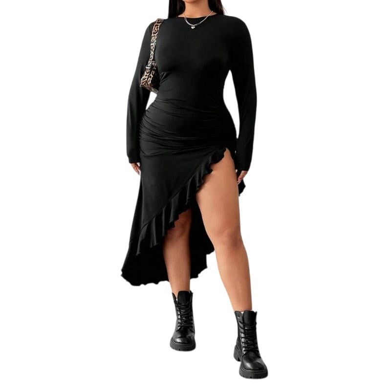 Shein Asymmetrical Hem With High Slit Long Sleeve Midi Dress Size XXL / US 16-18 / IT 52-54 - 1 Thumbnail