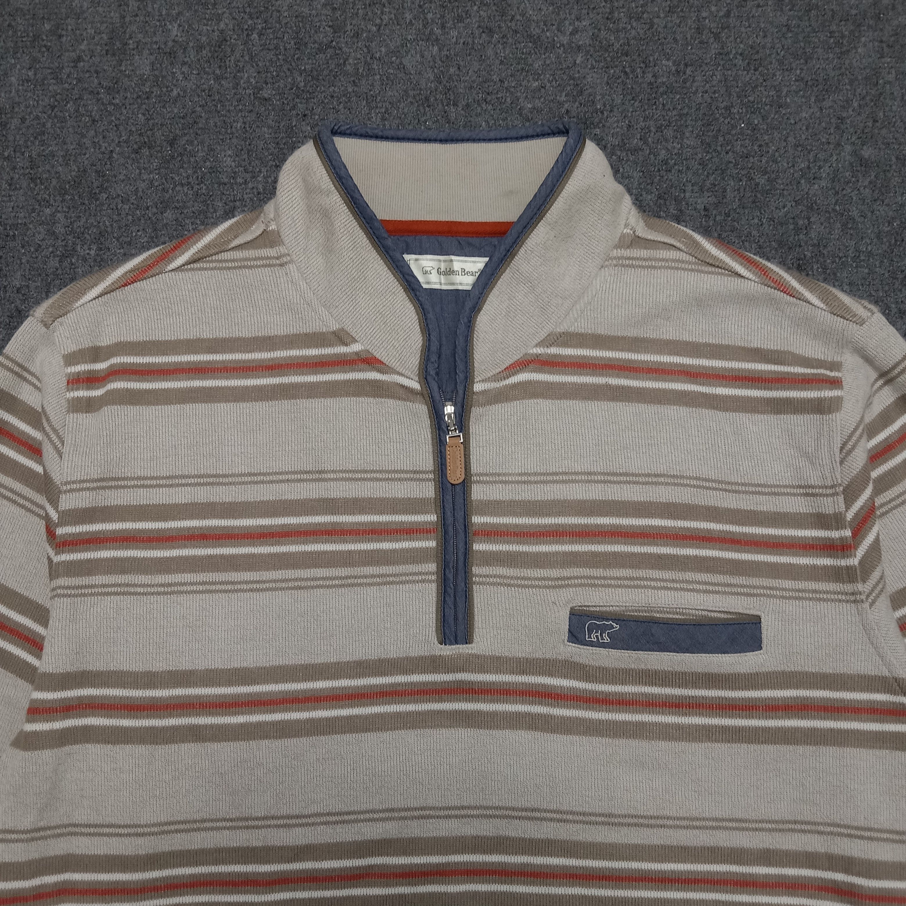Golden Bear × Vintage Vintage 90’s GOLDEN BEAR Striped Half Zipped Sweatshirt Size US XL / EU 56 / 4 - 2 Thumbnail