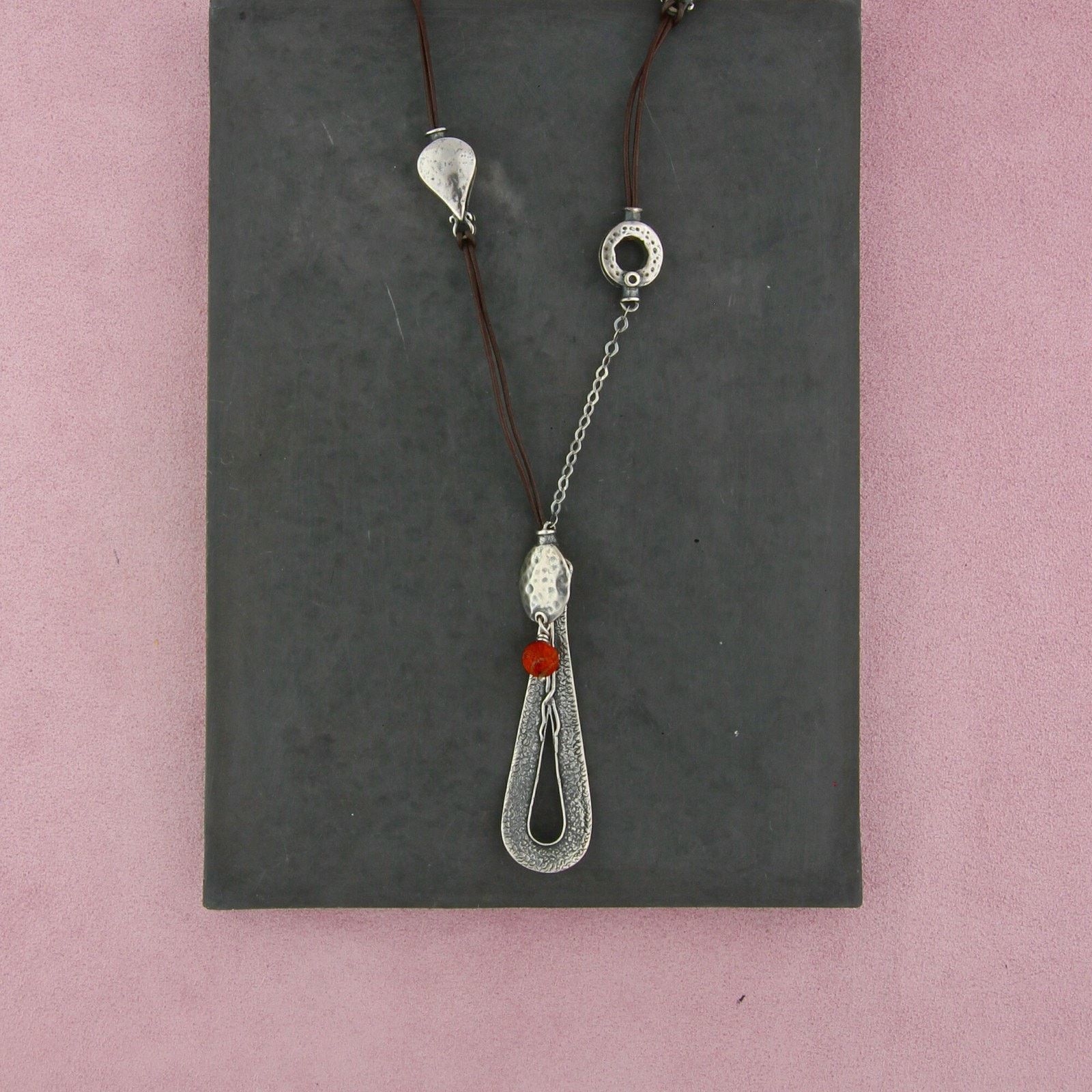 Sterling Silver silpada sterling silver coral leather necklace size 22in Size ONE SIZE - 1 Thumbnail