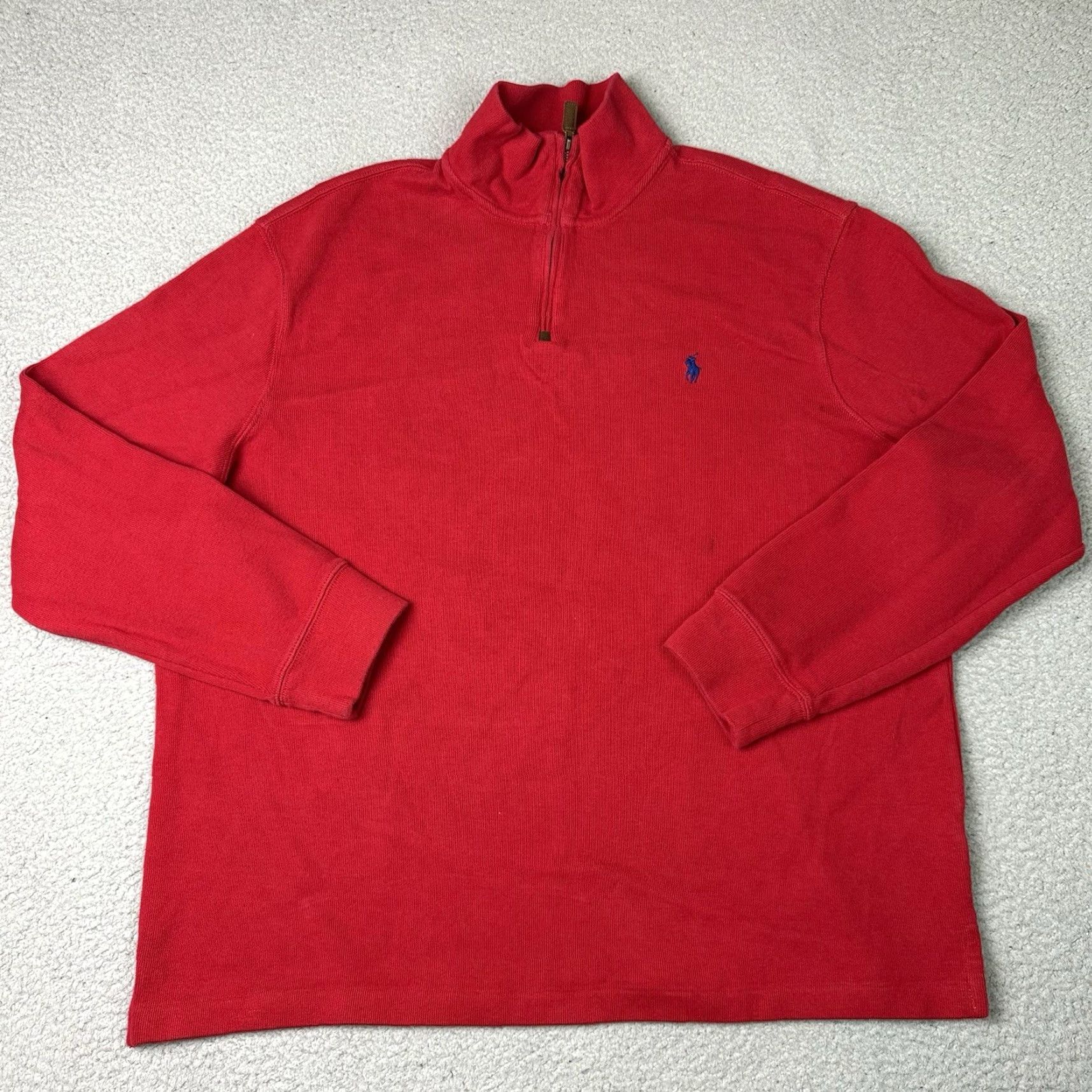 Polo Ralph Lauren Polo Ralph Lauren Sweater Mens 2XL Red Cotton Pullover Mock Neck 1/4 Zip Size US XXL / EU 58 / 5 - 2 Thumbnail