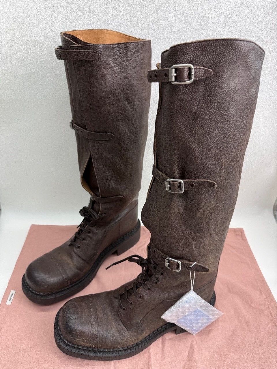 Miu Miu Miu Miu Leather Brown Boots us_7-5 Women Size US 7.5 / IT 37.5 - 1 Thumbnail