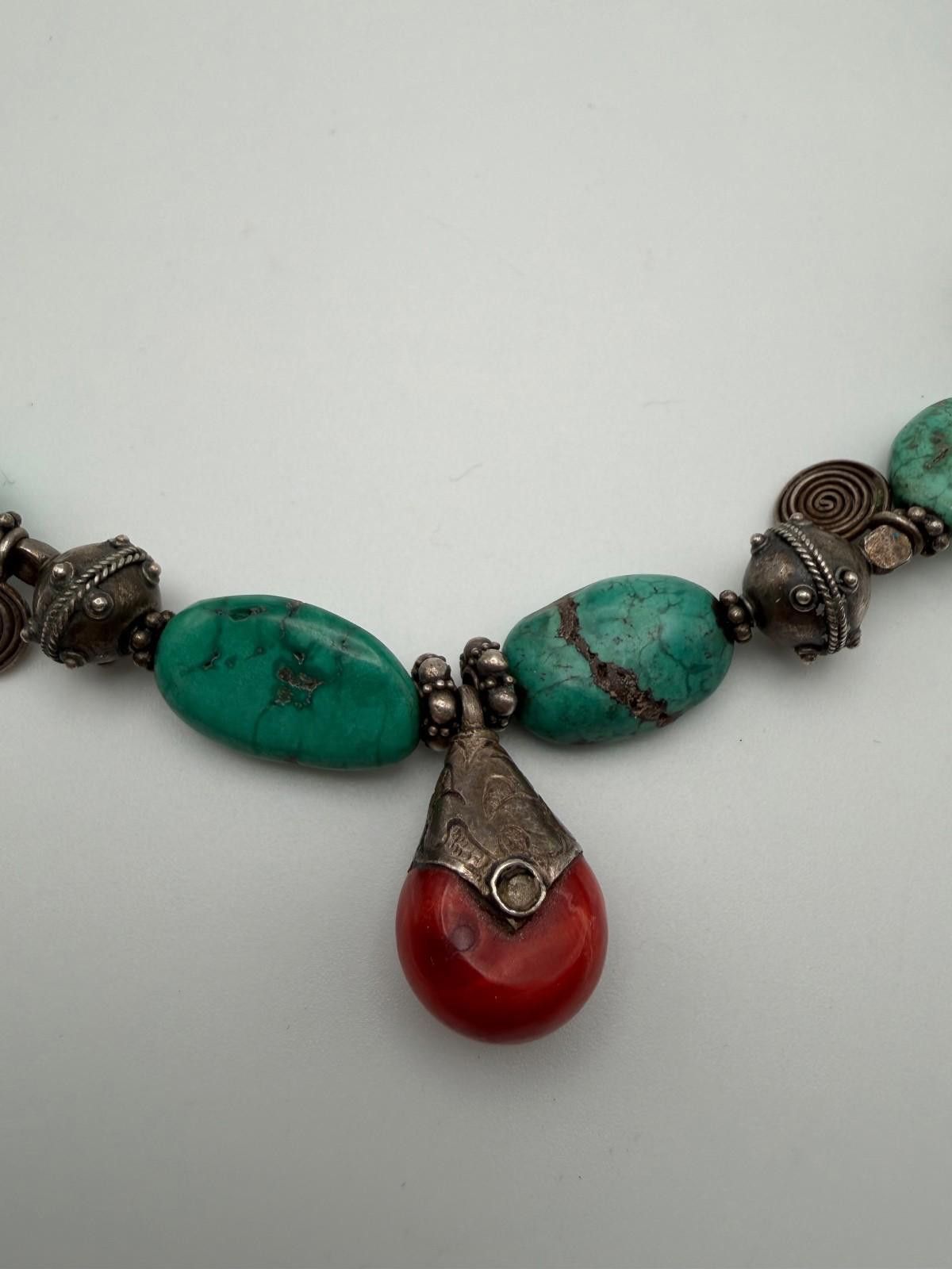 The Unbranded Brand Navajo-Style Turquoise & Sterling Charm Necklace Size ONE SIZE - 3 Thumbnail