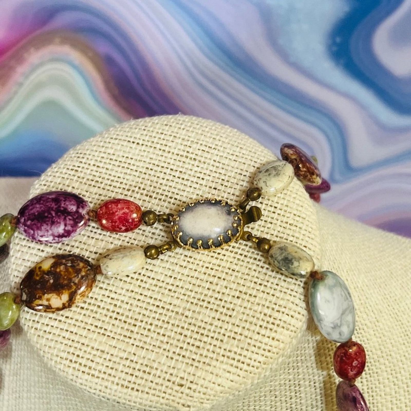 & Other Stories Vintage Signed - Austria Cabochon Stone Bead Necklace Size ONE SIZE - 4 Thumbnail