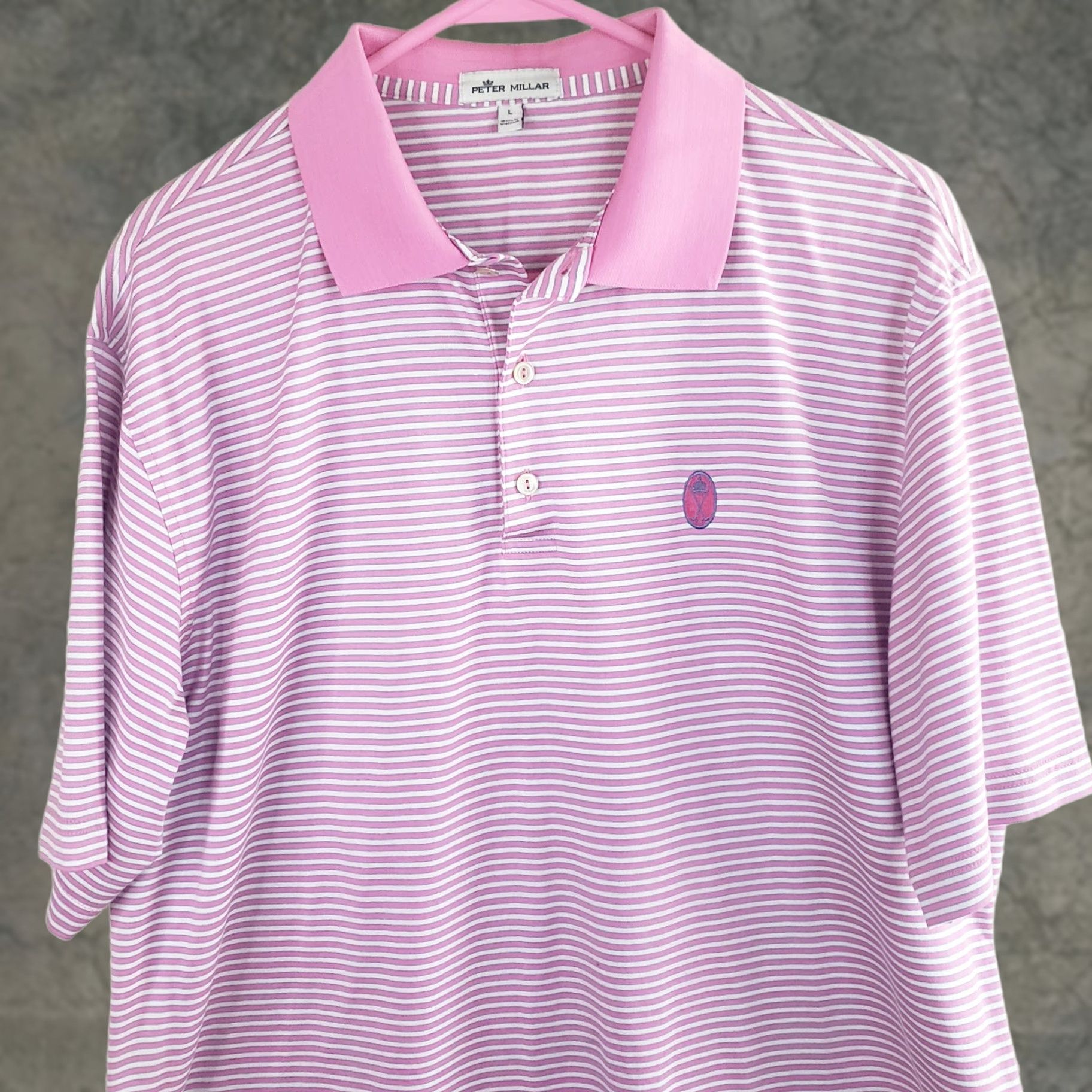Peter Millar Peter Millar Polo Shirt Mens L Pink Striped Logo 100% Cotton Golf Casual Shirt Ladies? Size US L / EU 52-54 / 3 - 1 Thumbnail