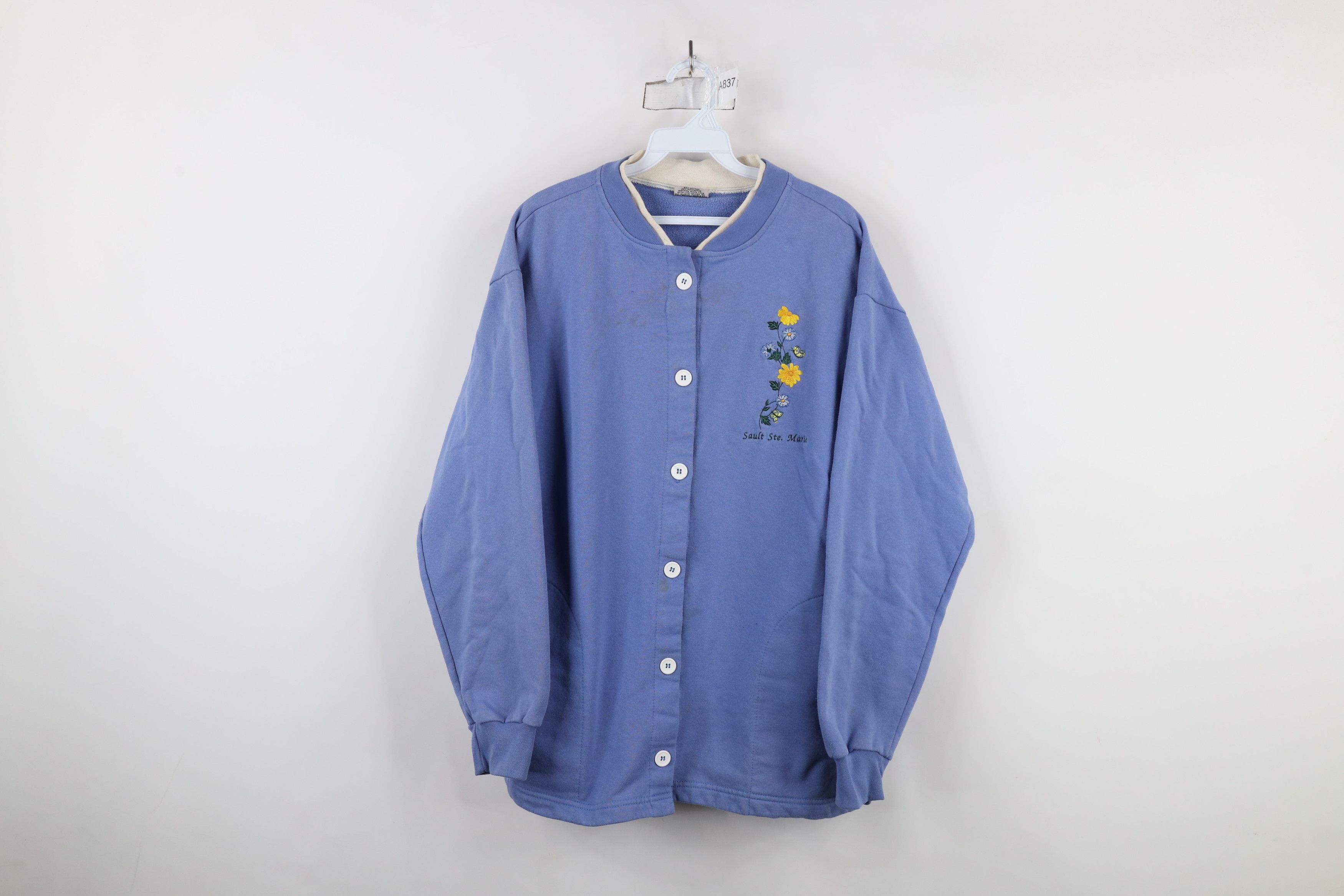 Vintage Vintage 90s Sault Ste Marie Flower Cardigan Sweatshirt USA Size L / US 10 / IT 46 - 1 Thumbnail