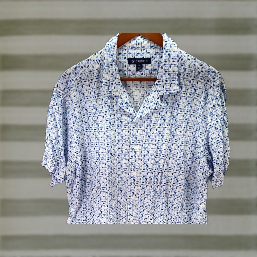 Cremieux Cremieux Western Button Up Shirt Mens 2XL Blue White All Over Short Sleeve Classic Size US XXL / EU 58 / 5 - 1 Thumbnail