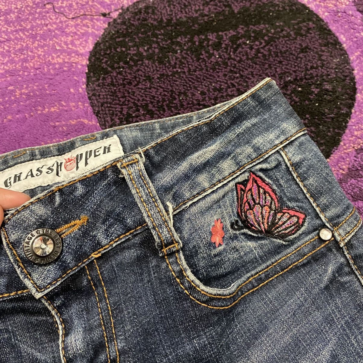 Japanese Brand Flare Jeans Grasshoppers Denim Embroidered Bootcut Jeans Size 26" / US 2 / IT 38 - 5 Thumbnail