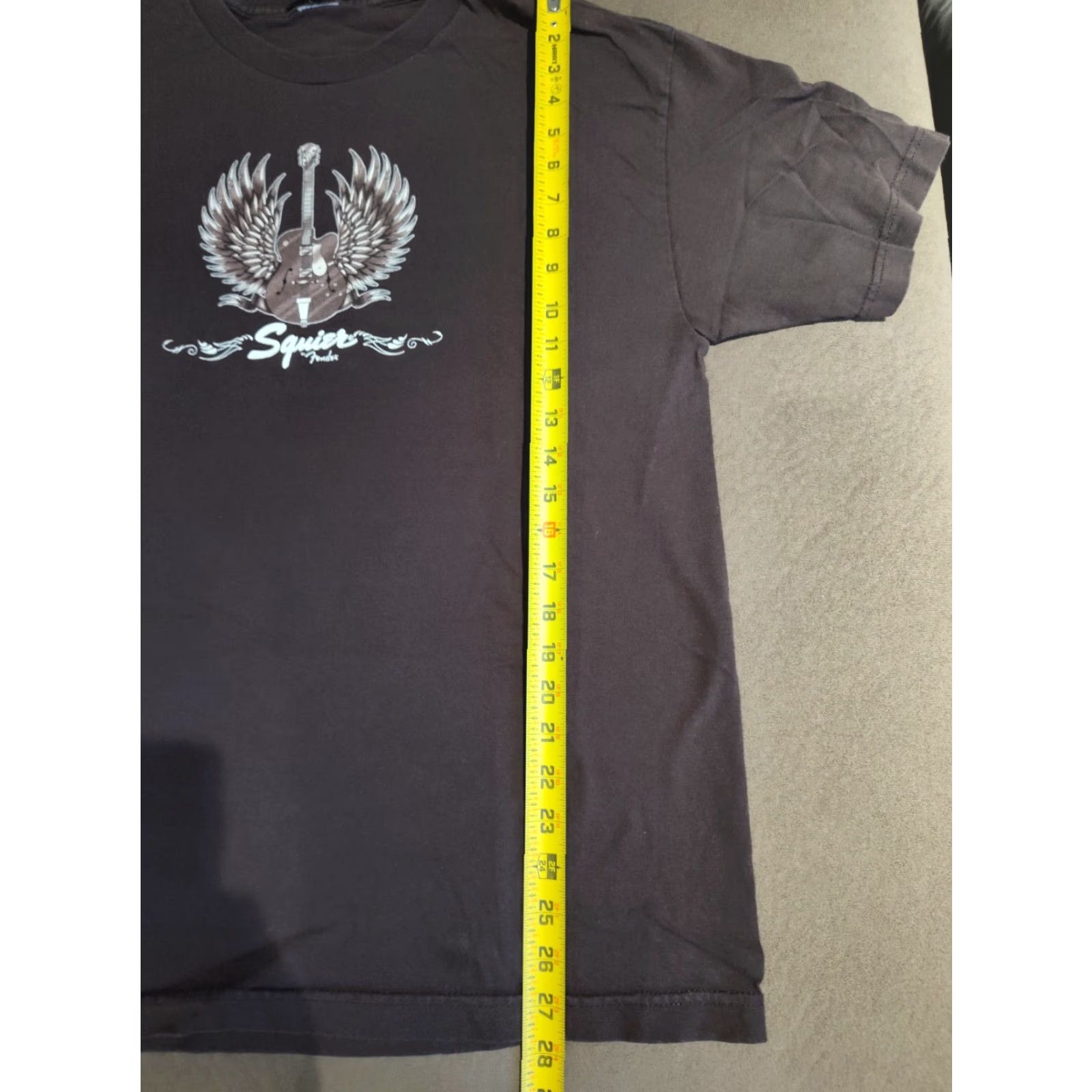 Fender VINTAGE Squier By Fender Shirt Guitars Short Sleeve Crew Neck Men L Brown Angel Wings Rock Bohemian 70s 80s 90s Festival Logo Music American Dad Mens Size US L / EU 52-54 / 3 - 3 Thumbnail