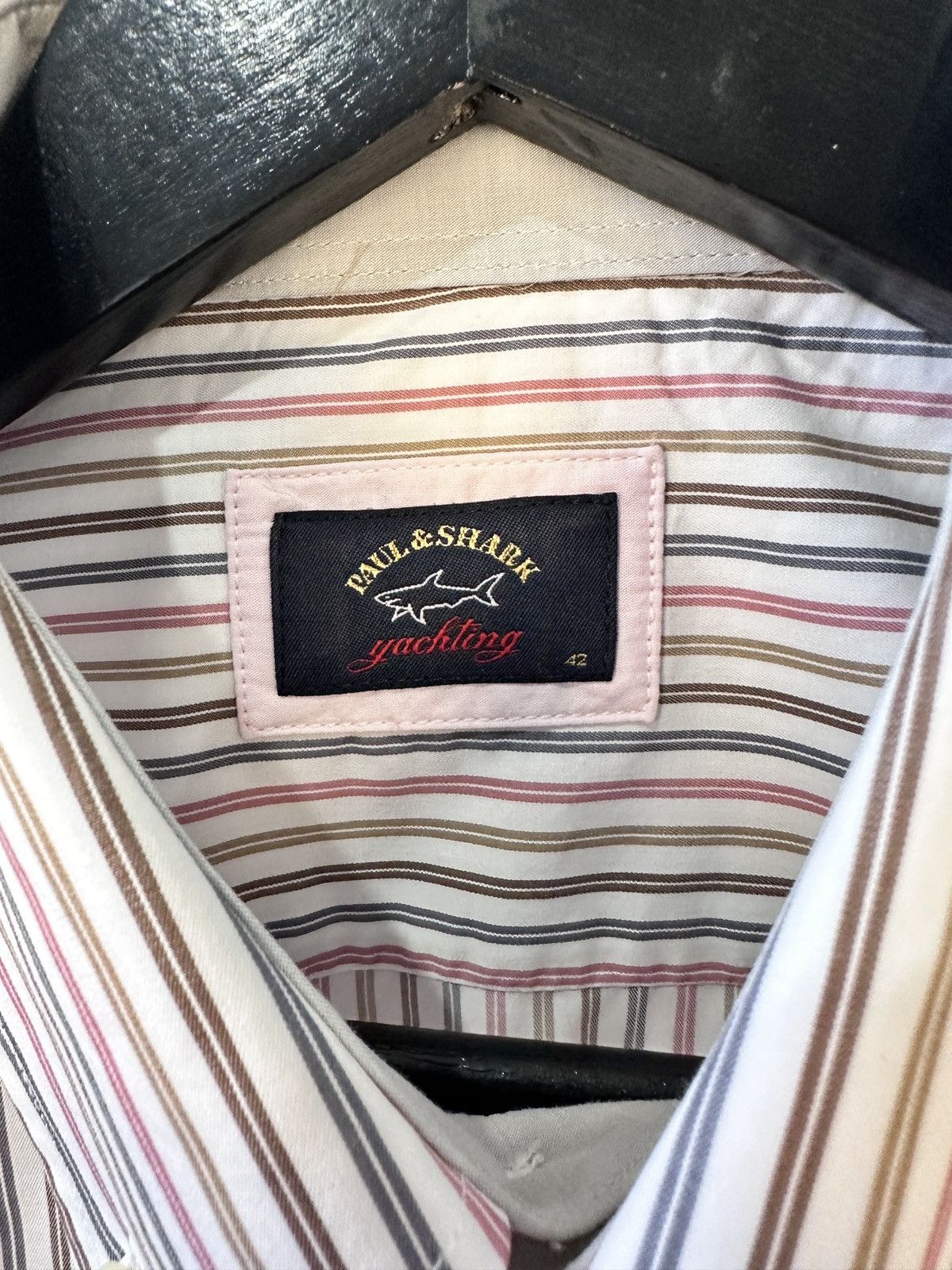 Paul & Shark Paul & Shark Yachting Shirt Size L 16.5 Pink Brown Striped Size US L / EU 52-54 / 3 - 8 Thumbnail