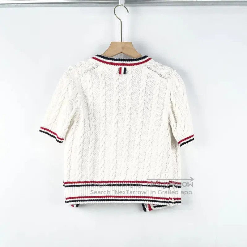 Thom Browne Thom Browne White Short Sleeve Sweater . Size XXS / US 00 / IT 34 - 2 Thumbnail