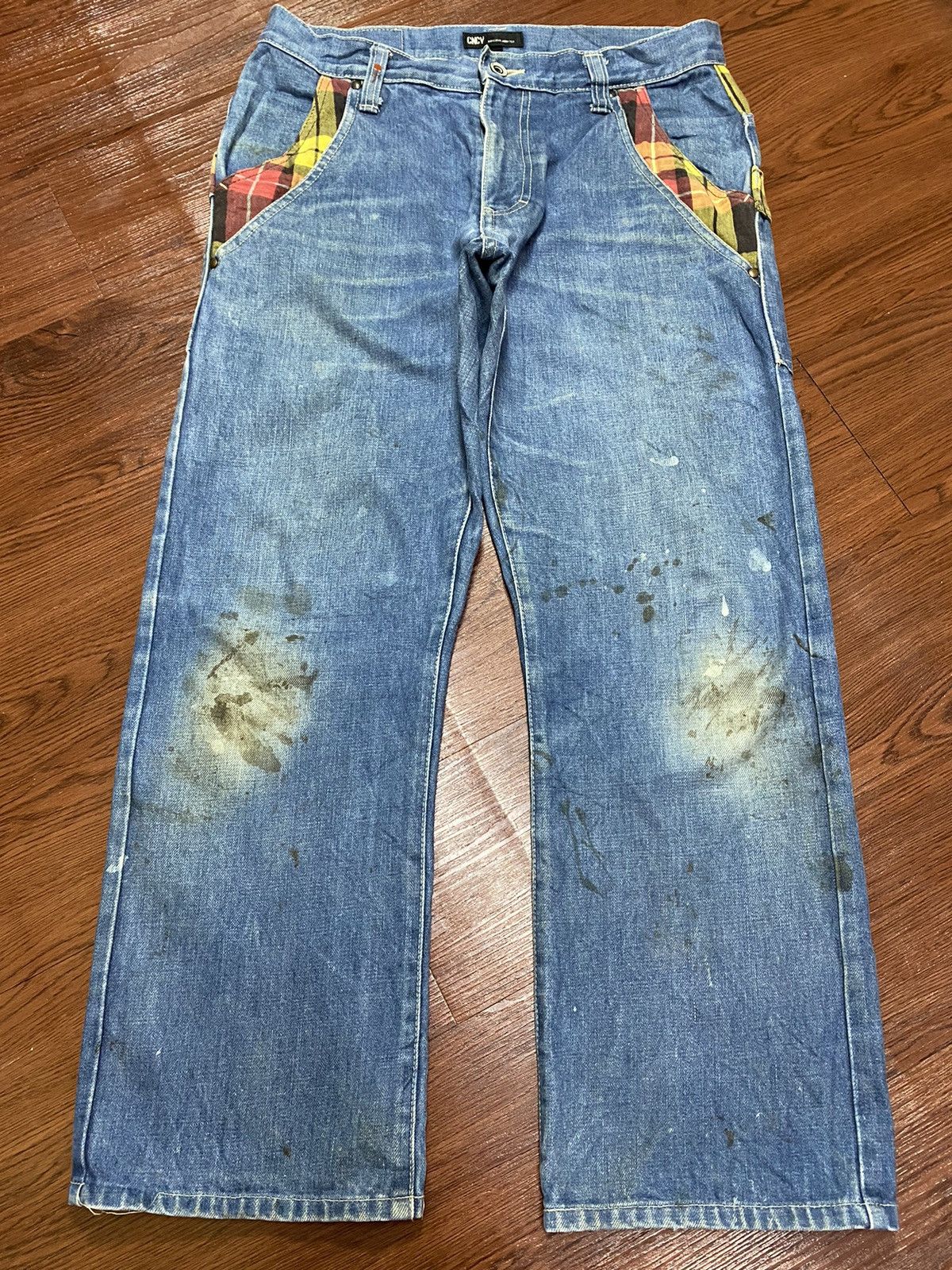 Japanese Brand Vintage Japanese Brands Checker Pocket Loose Jeans Size US 32 / EU 48 - 1 Thumbnail