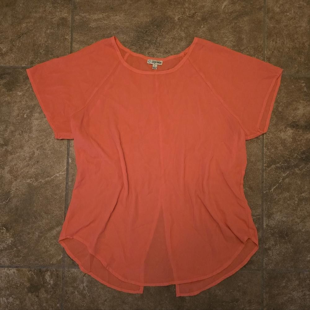 Designer Orange Neon LW Back Flap Blouse Size L / US 10 / IT 46 - 1 Thumbnail