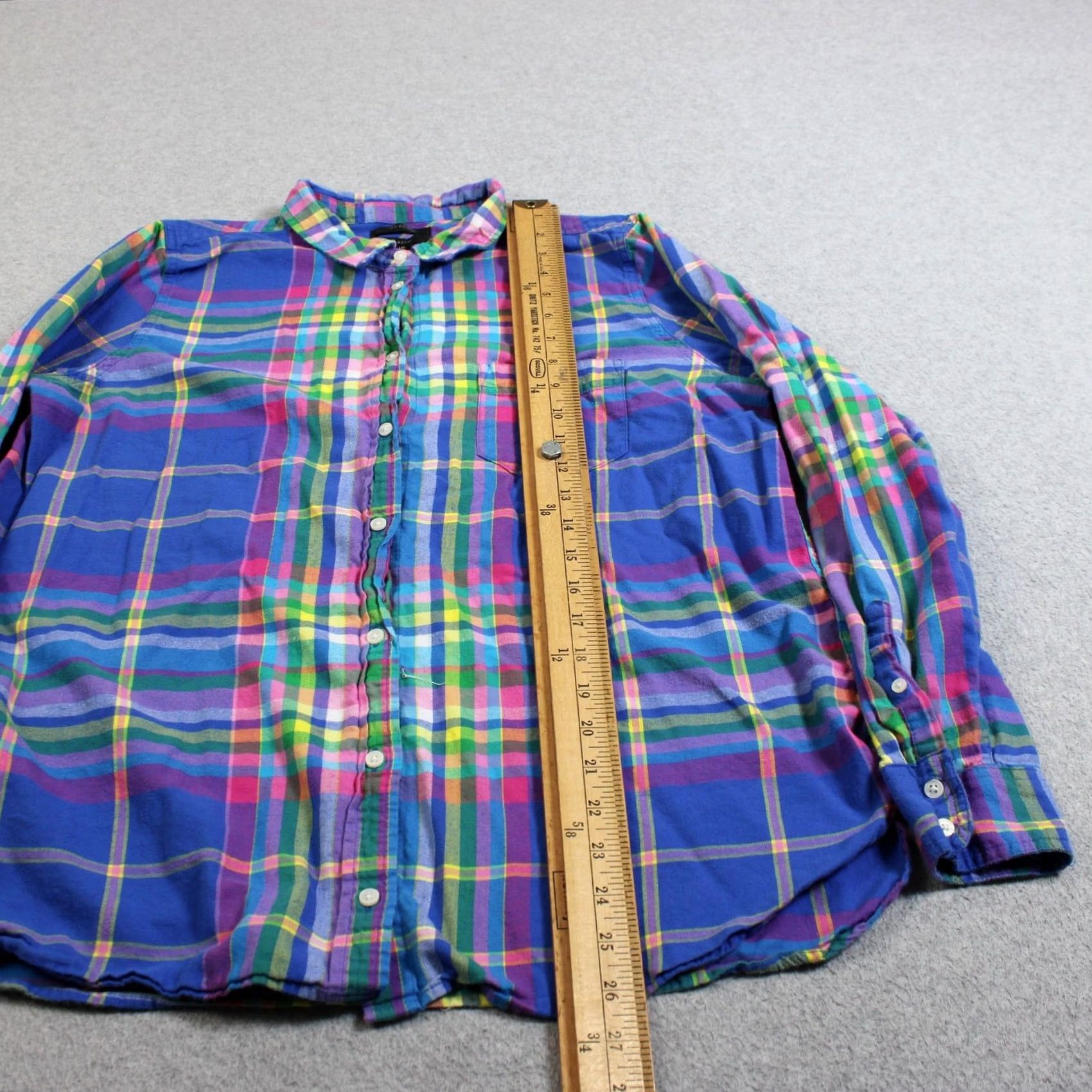 J.Crew J Crew Shirt 16 Blue Plaid Button Front Long Sleeve Coastal Heritage Women Size XXL / US 16-18 / IT 52-54 - 5 Thumbnail