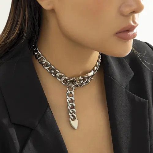 Designer × Jewelry Punk Exaggeration Belt Buckle Choker Necklace Size ONE SIZE - 2 Thumbnail