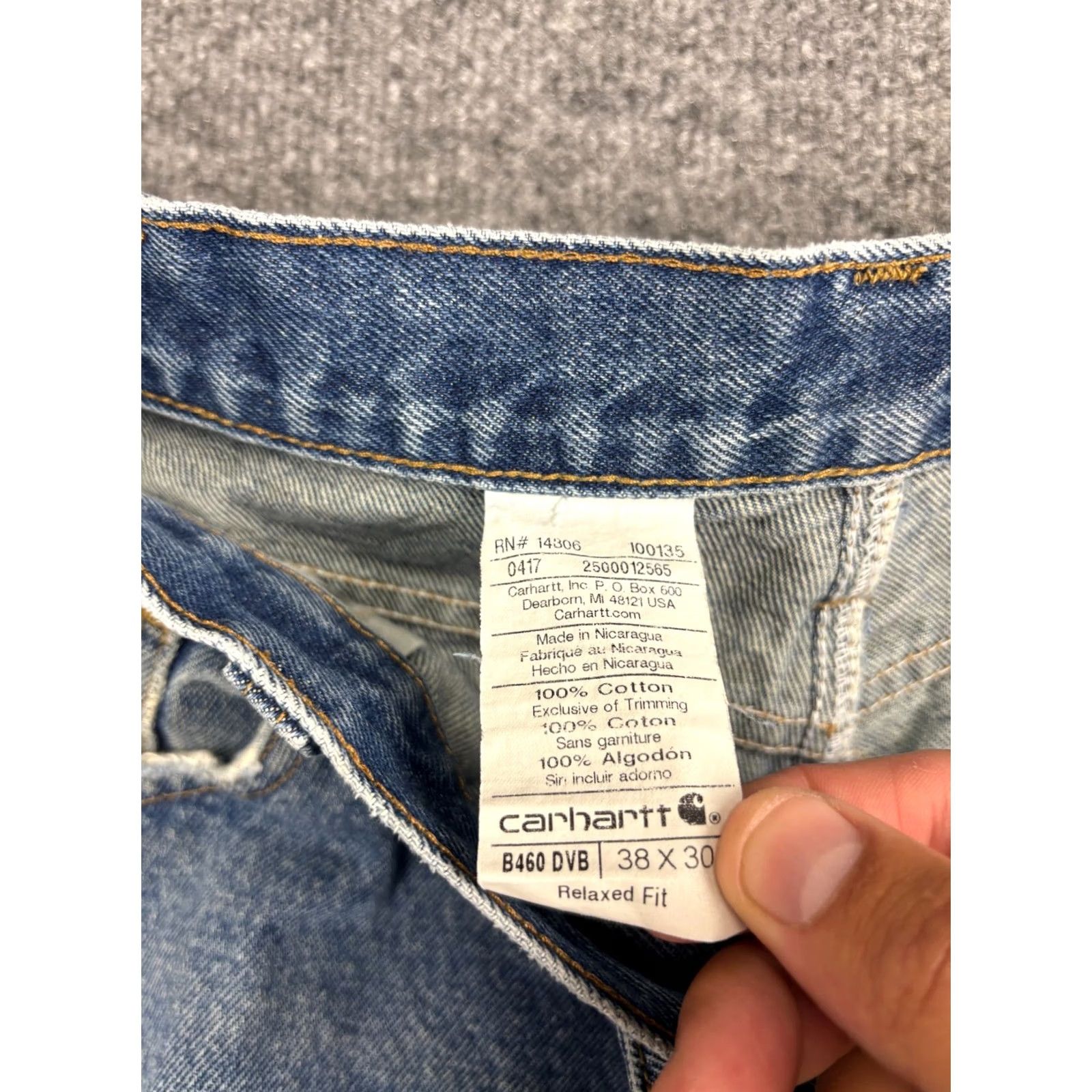Carhartt Carhartt Jeans Men's 36x28 Blue Denim Relaxed Straight Leg B460DVB 5-Pocket Image-Style American Style Regular Rise Mid-Gray/Blue? Size US 36 / EU 52 - 2 Thumbnail