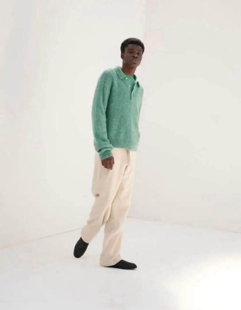 AURALEE BRUSHED SUPER KID MOHAIR KNIT POLO 4