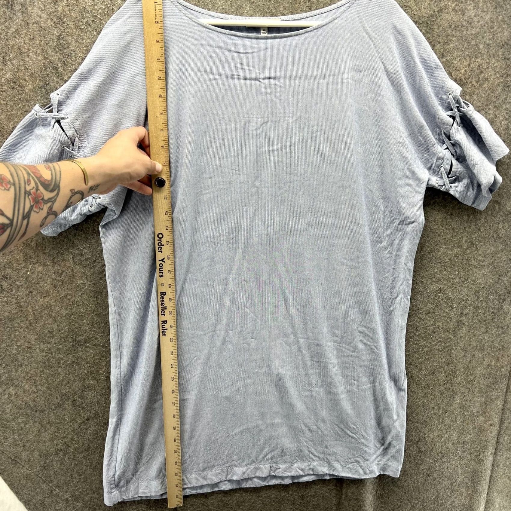 Madewell Madewell Shirt Womens XL Blue White Stripe Boat Neck Lace Up Sleeve Tee Top Size XL / US 12-14 / IT 48-50 - 3 Thumbnail
