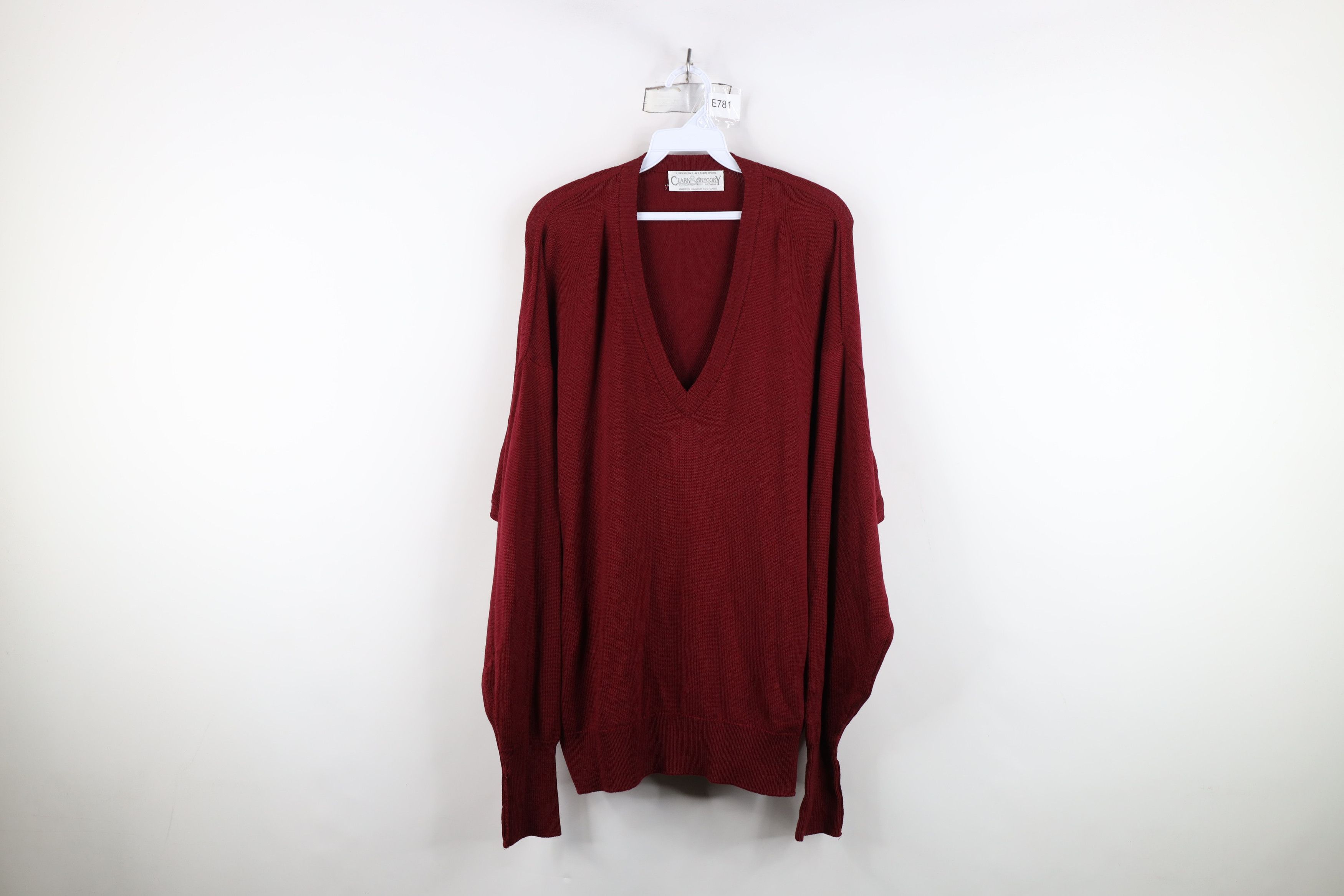Vintage Vintage 90s Streetwear Superfine Wool Knit V-Neck Sweater Size US XL / EU 56 / 4 - 1 Thumbnail